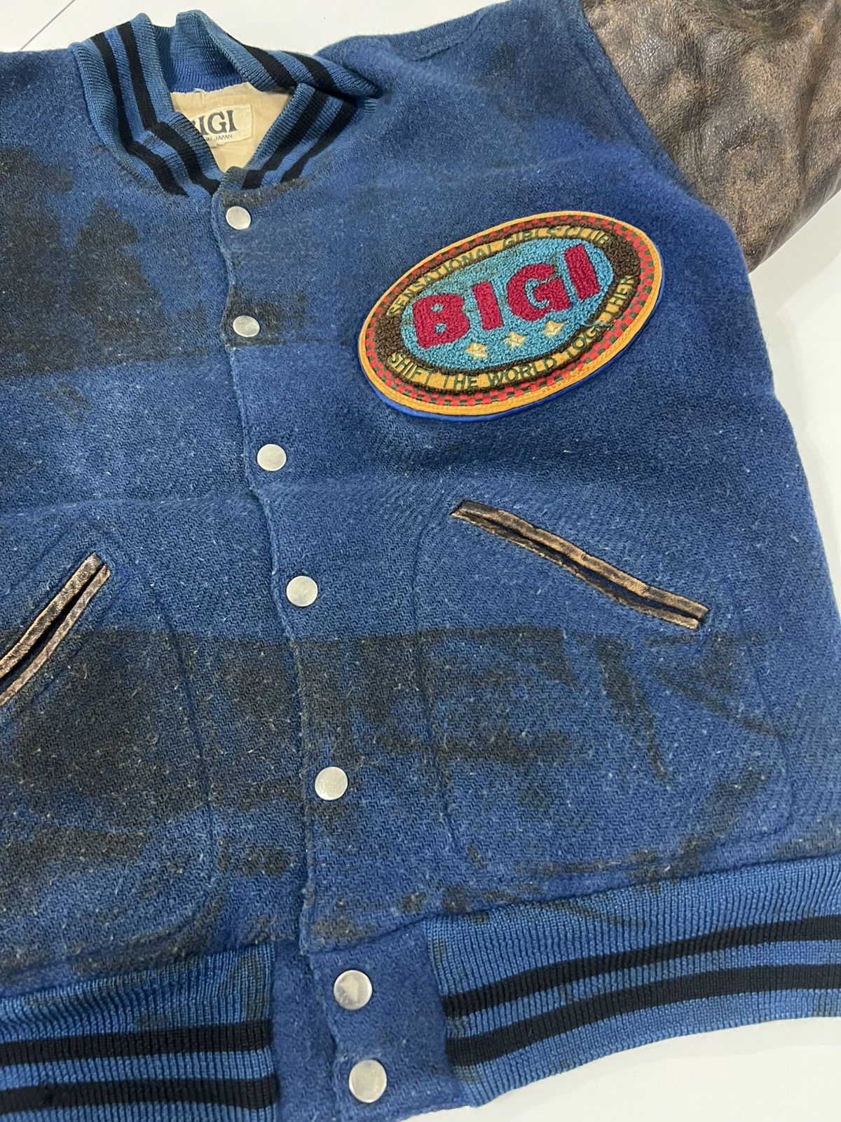 BIGI Bigi Big Logo Wool Leather Varsity Jacket Size US L / EU 52-54 / 3 - 15 Thumbnail