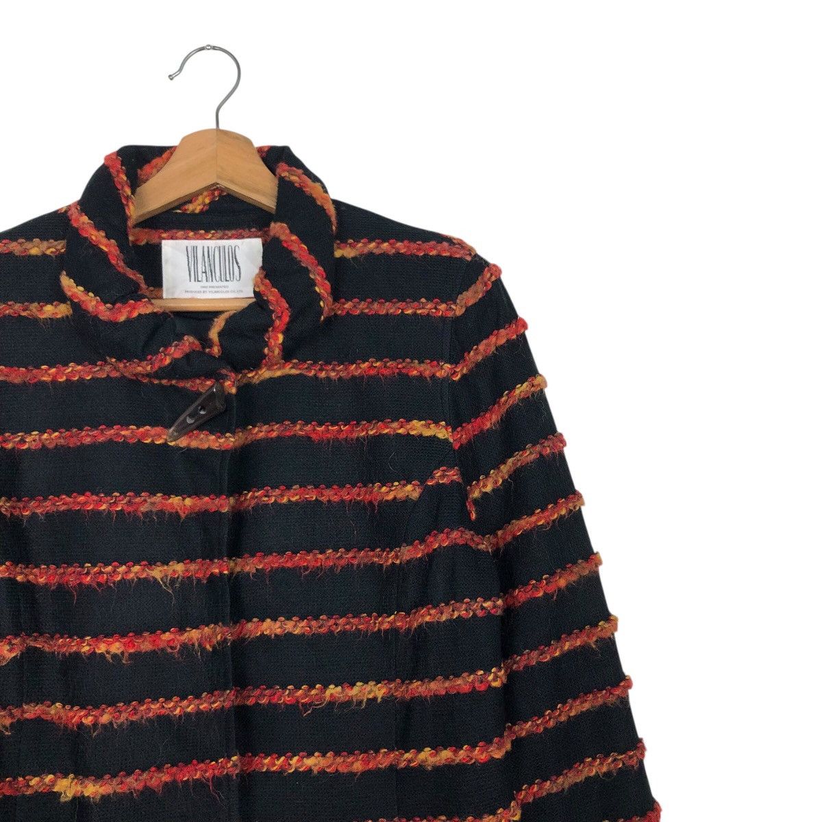 Japanese Brand Vilanculos 1982 Presented Multi-Color Bouclé Stripe Coat Size M / US 6-8 / IT 42-44 - 7 Thumbnail