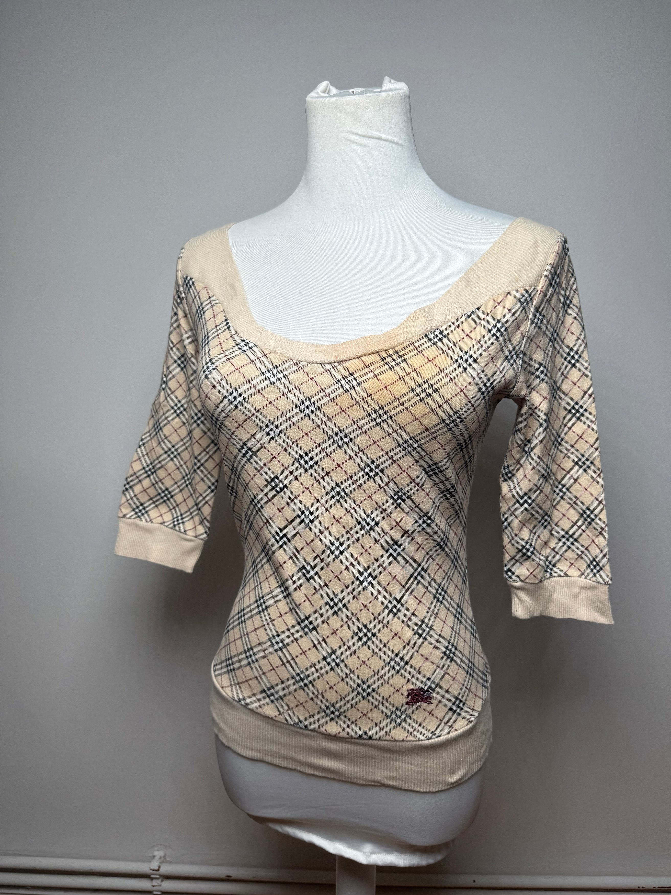 Burberry Vintage Nova Check Short-Sleeve Sweater beige M Size S / US 4 / IT 40 - 1 Thumbnail