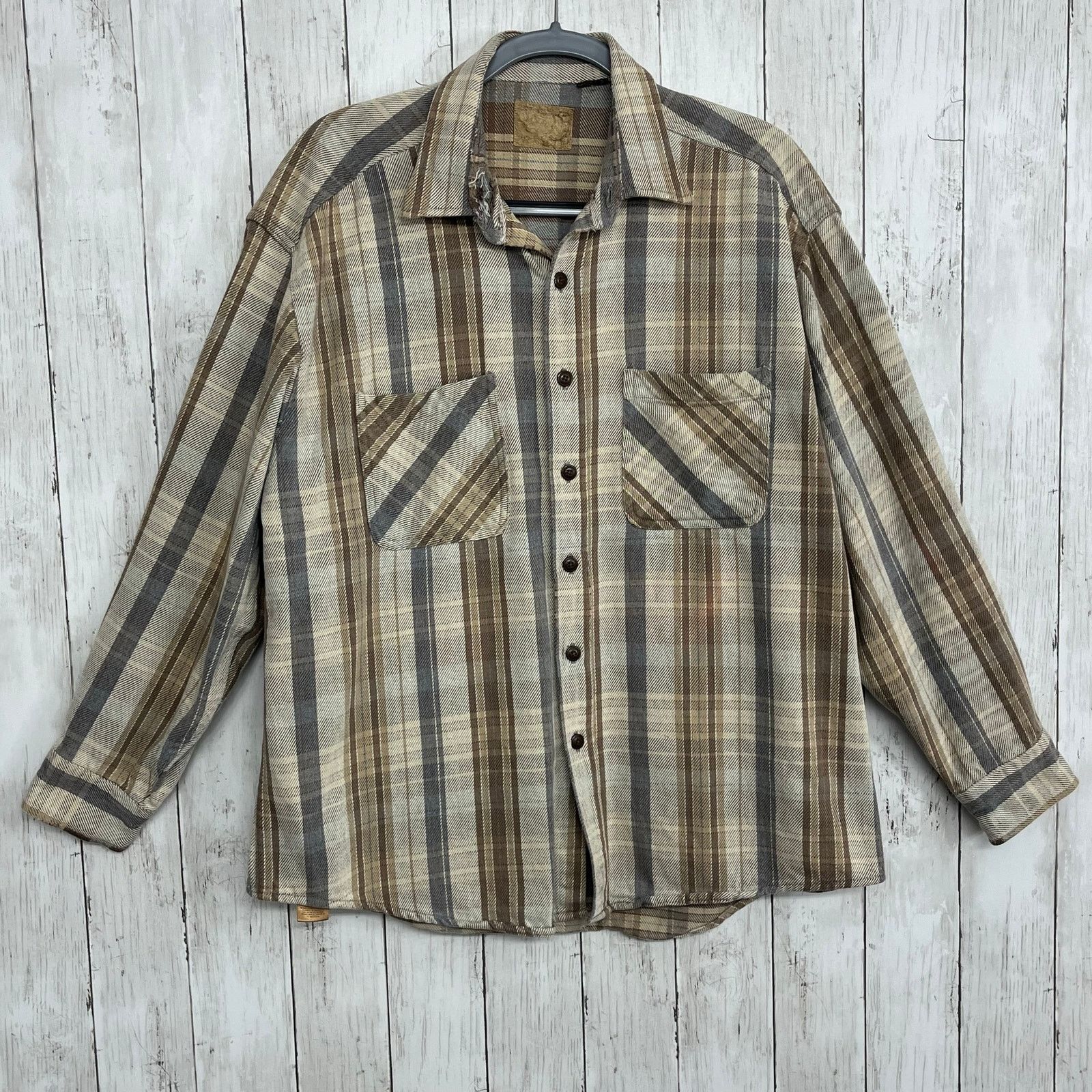 Other Vintage 1998 Blank Heavyweight Flannel XL Earth Tone Plaid Size US XL / EU 56 / 4 - 1 Thumbnail