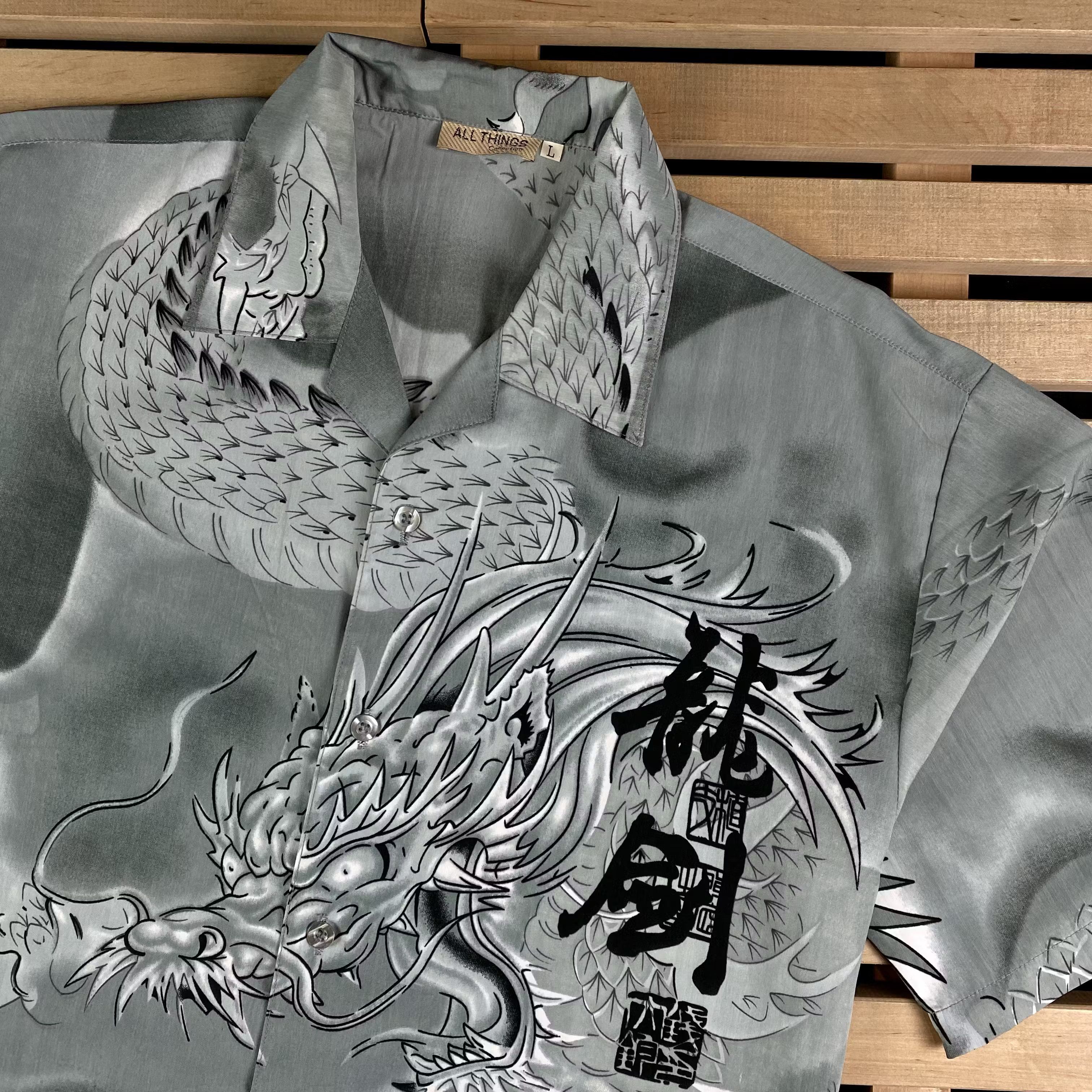 Japanese Brand × Vintage Mens Japanese Dragon Vintage Shirt Size L Size US L / EU 52-54 / 3 - 2 Thumbnail
