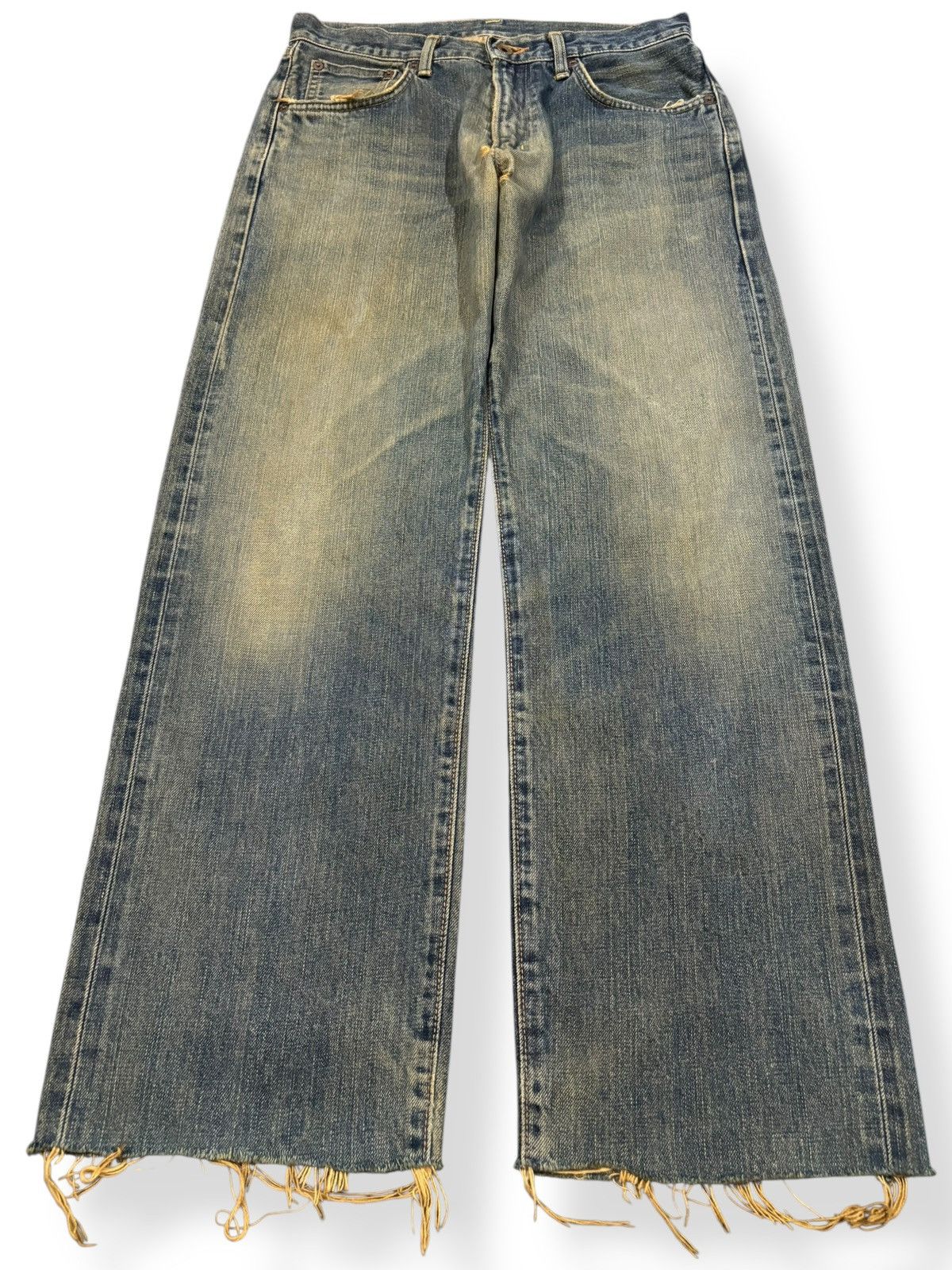 Edwin Vintage Edwin 505X Selvedge Mud Wash Baggy Frayed Leg Jeans Size US 30 / EU 46 - 2 Thumbnail