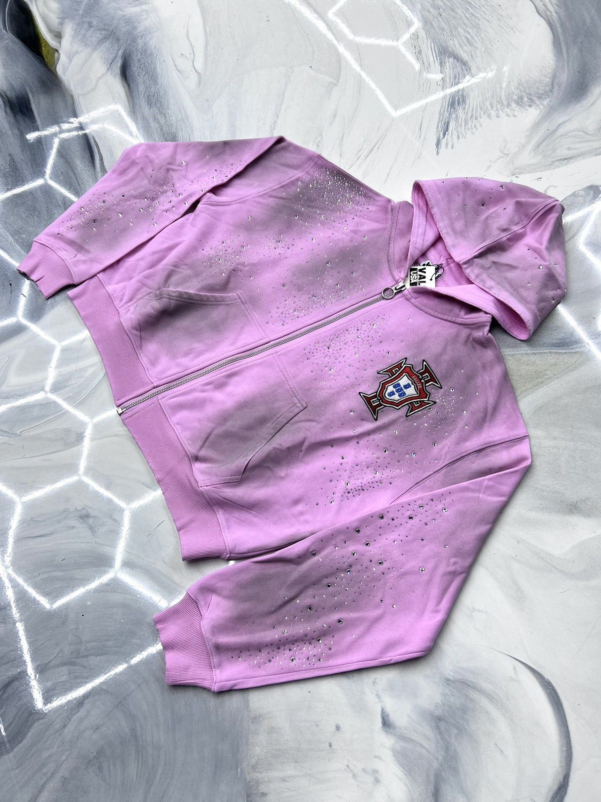 Vale Vale Pink Venus Crystal Cluster Zip Up Hoodie Size L Size US L / EU 52-54 / 3 - 3 Thumbnail