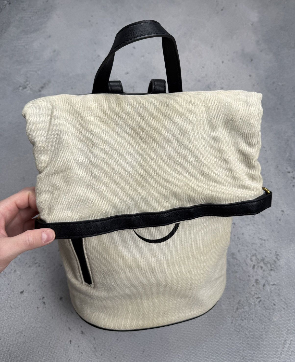 Pinko Pinko Beige Canvas Leather Roll Top Backpack Gold Hardware Size ONE SIZE - 10 Thumbnail