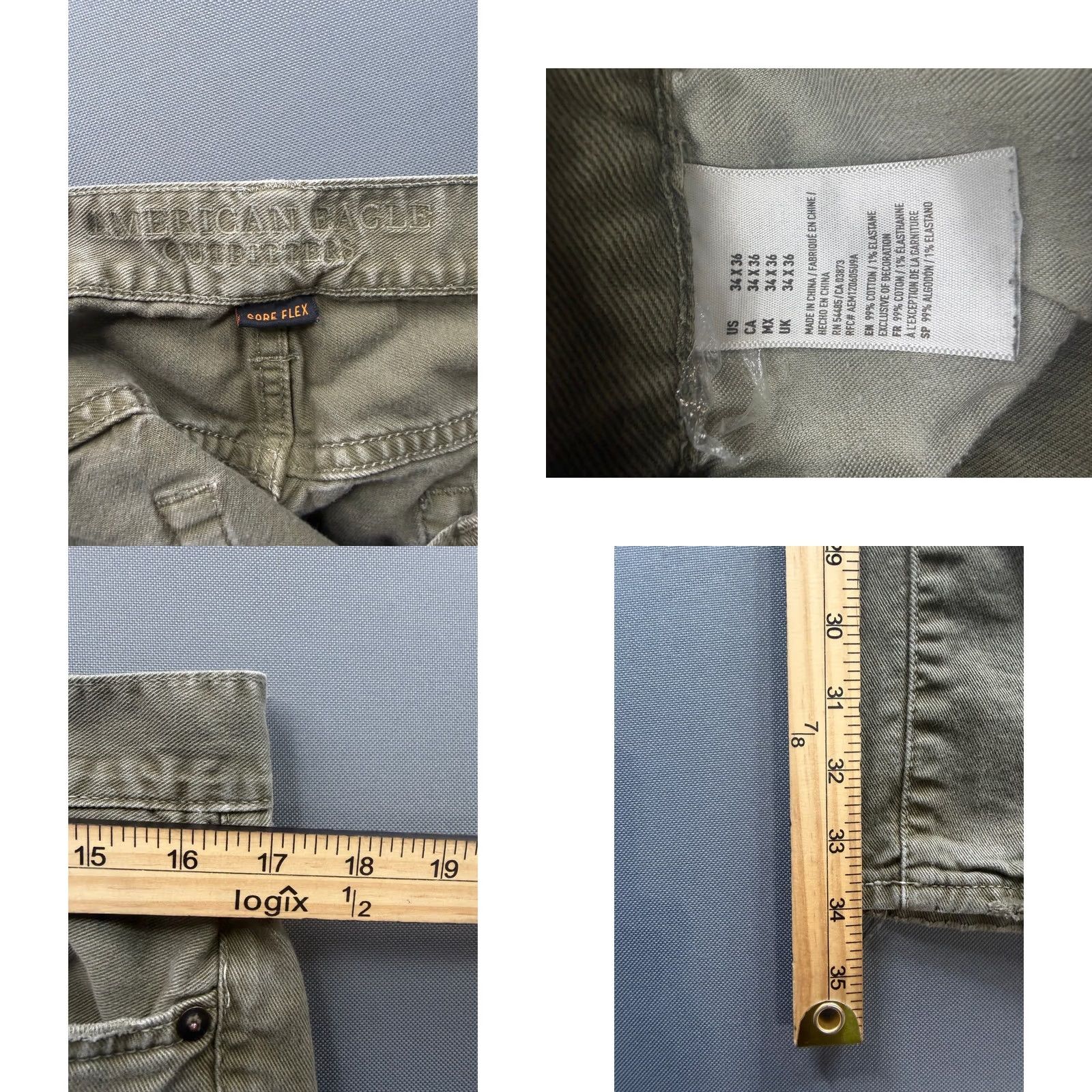American Eagle Outfitters American Eagle Outfitters Core Flex Pants Mens Olive Green Slim Fit 34x34 Size US 34 / EU 50 - 8 Thumbnail