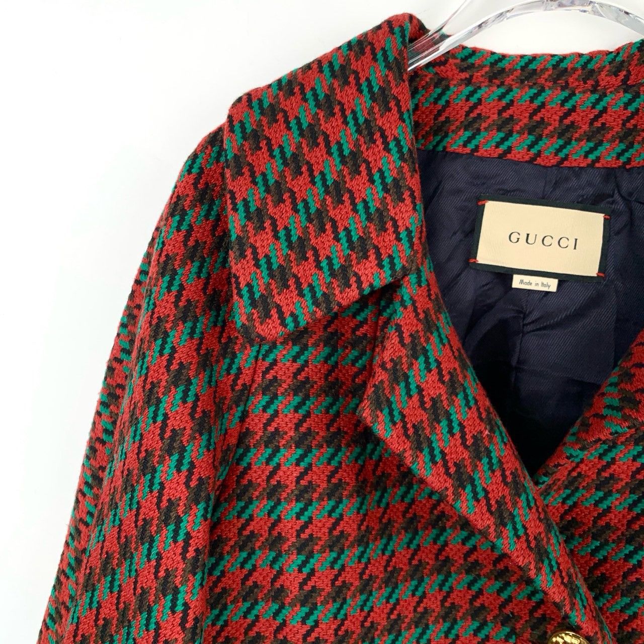 Gucci Gucci Wool Coat – Red Houndstooth Single-Breasted (XXS) Size XXS / US 00 / IT 34 - 6 Thumbnail