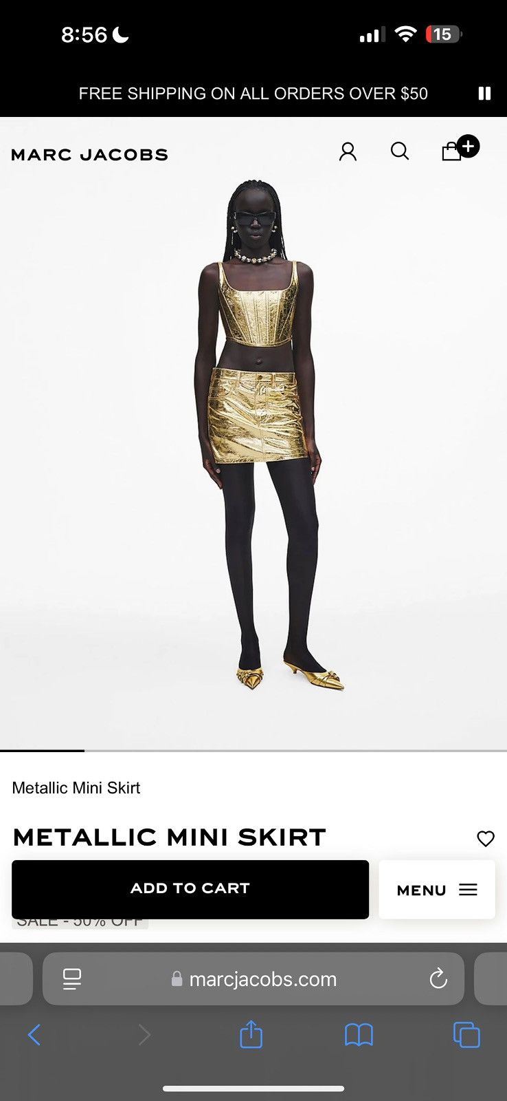 Marc Jacobs NWT! Marc Jacobs Gold Leather Skirt Size 25" / US 0 / IT 36 - 7 Thumbnail