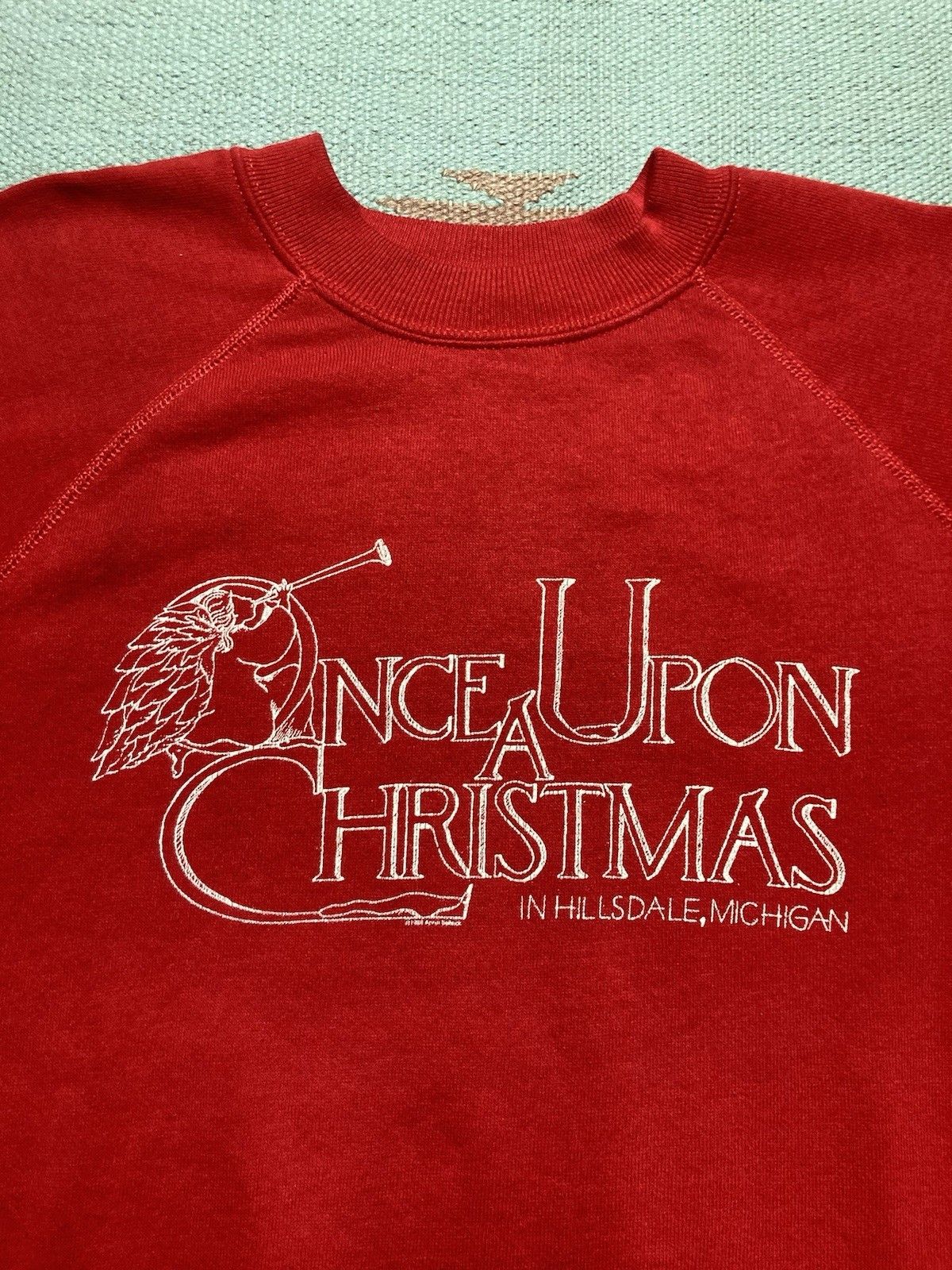 Vintage 80s sweatshirt once upon Christmas Hillsdale Michigan large Size US L / EU 52-54 / 3 - 2 Thumbnail