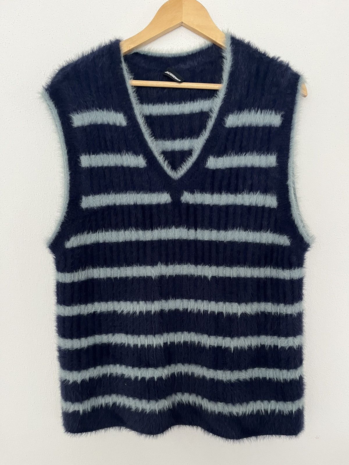 Jacquemus Jacquemus blue stripe fluffy knit sweater vest Size US XL / EU 56 / 4 - 1 Thumbnail