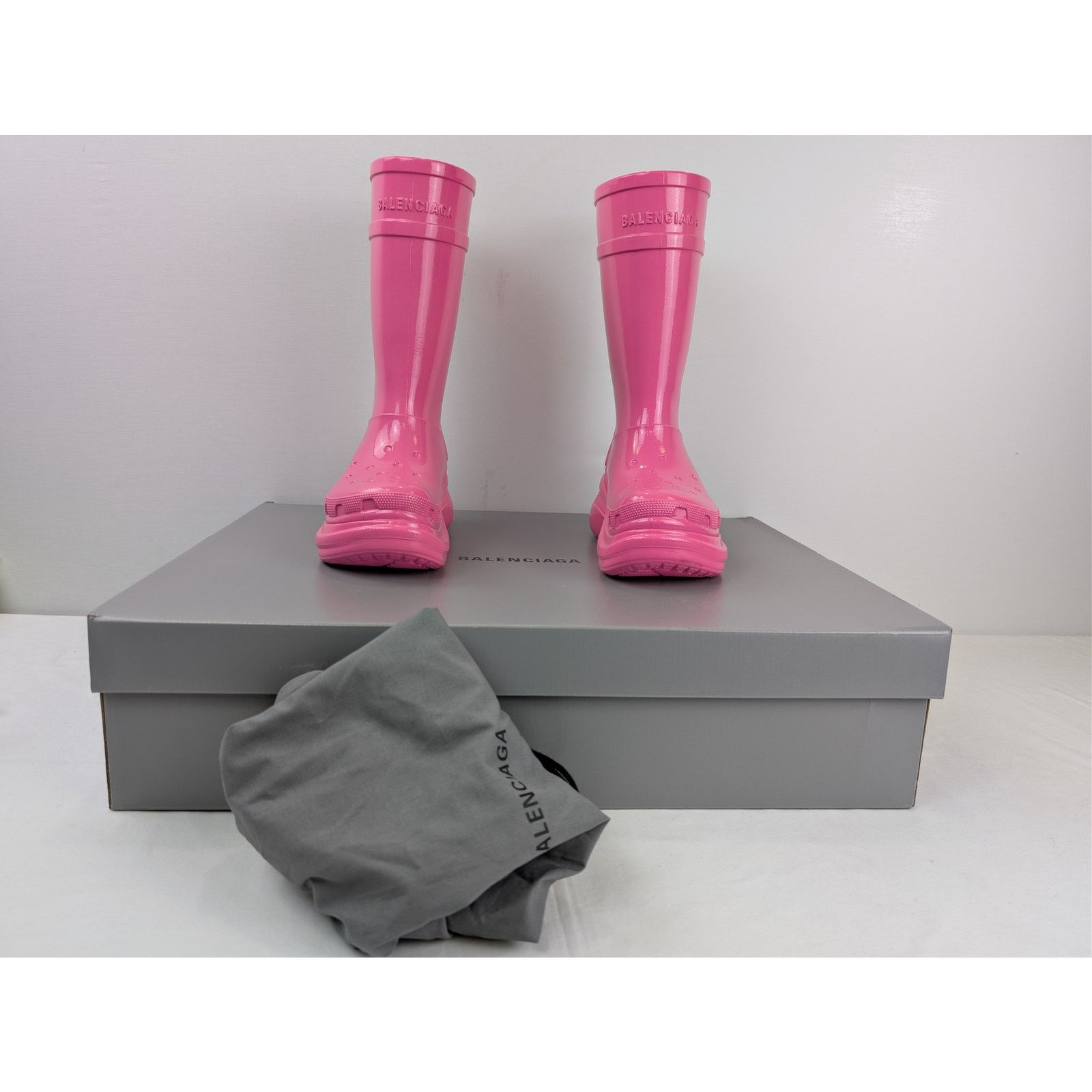 Balenciaga o1rshd1 Patent Eva Crocs Boots in Pink 37 Size US 7 / IT 37 - 14 Thumbnail