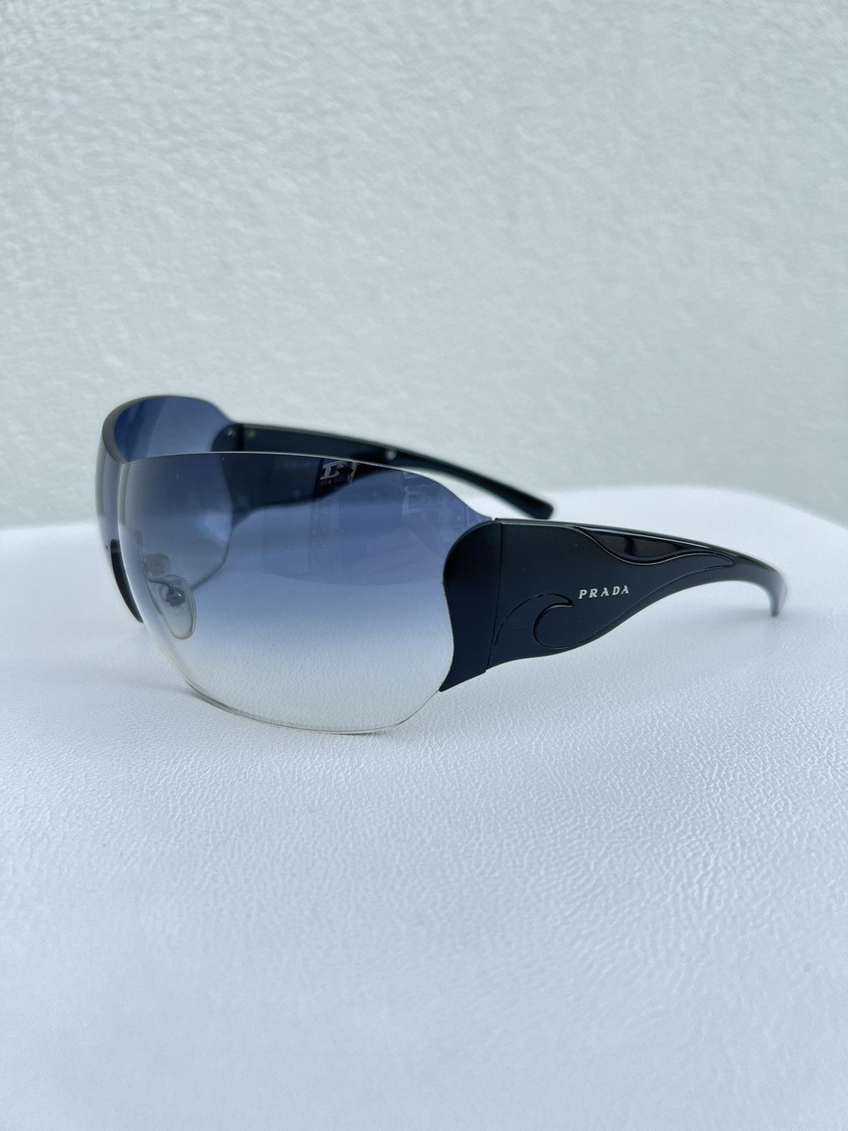 Prada × Vintage Archive Prada Sunglasses Black Flame Mask Shield 