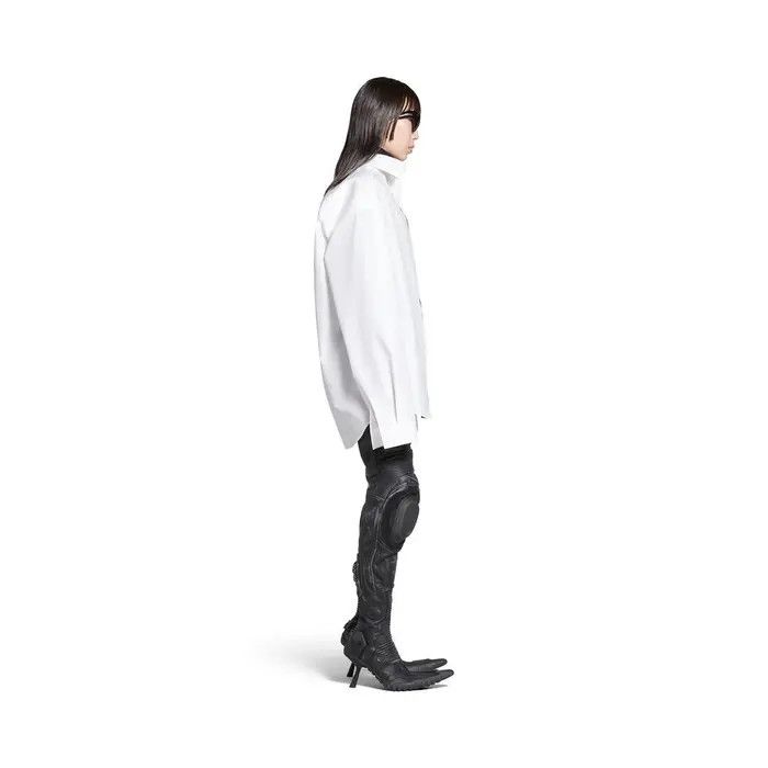 Balenciaga o1s1wg110126 Kick Collar Shirt Large Fit in White Size XXS / US 00 / IT 34 - 3 Thumbnail
