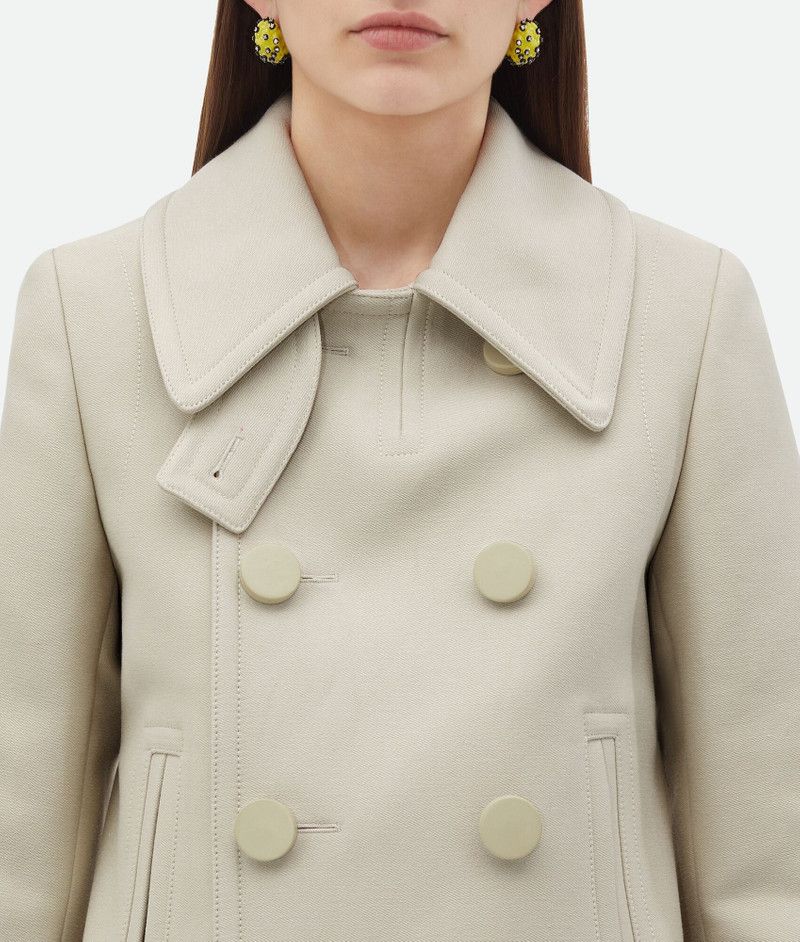 Bottega Veneta o1n1vont1225 Cotton Gabardine Caban Jacket in Plaster Size S / US 4 / IT 40 - 5 Thumbnail