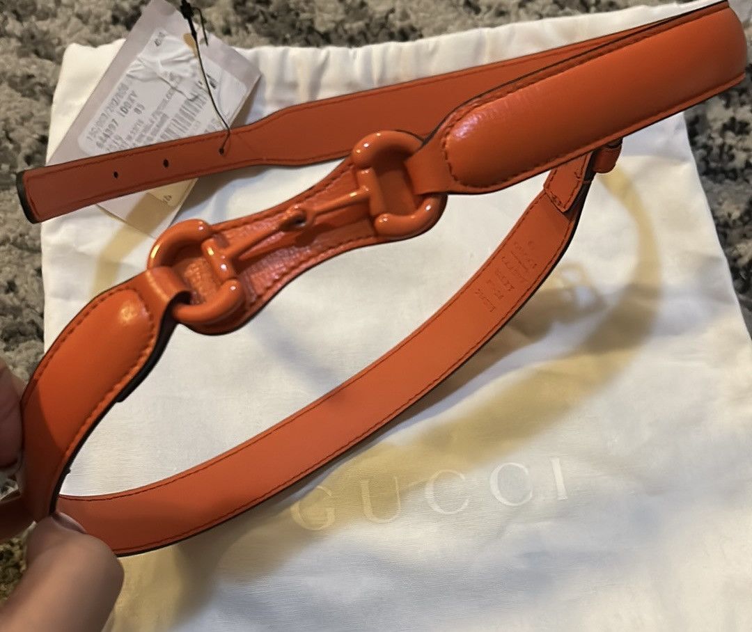 Gucci Gucci Horsebit Leather Belt Orange size 85 Size ONE SIZE - 3 Thumbnail