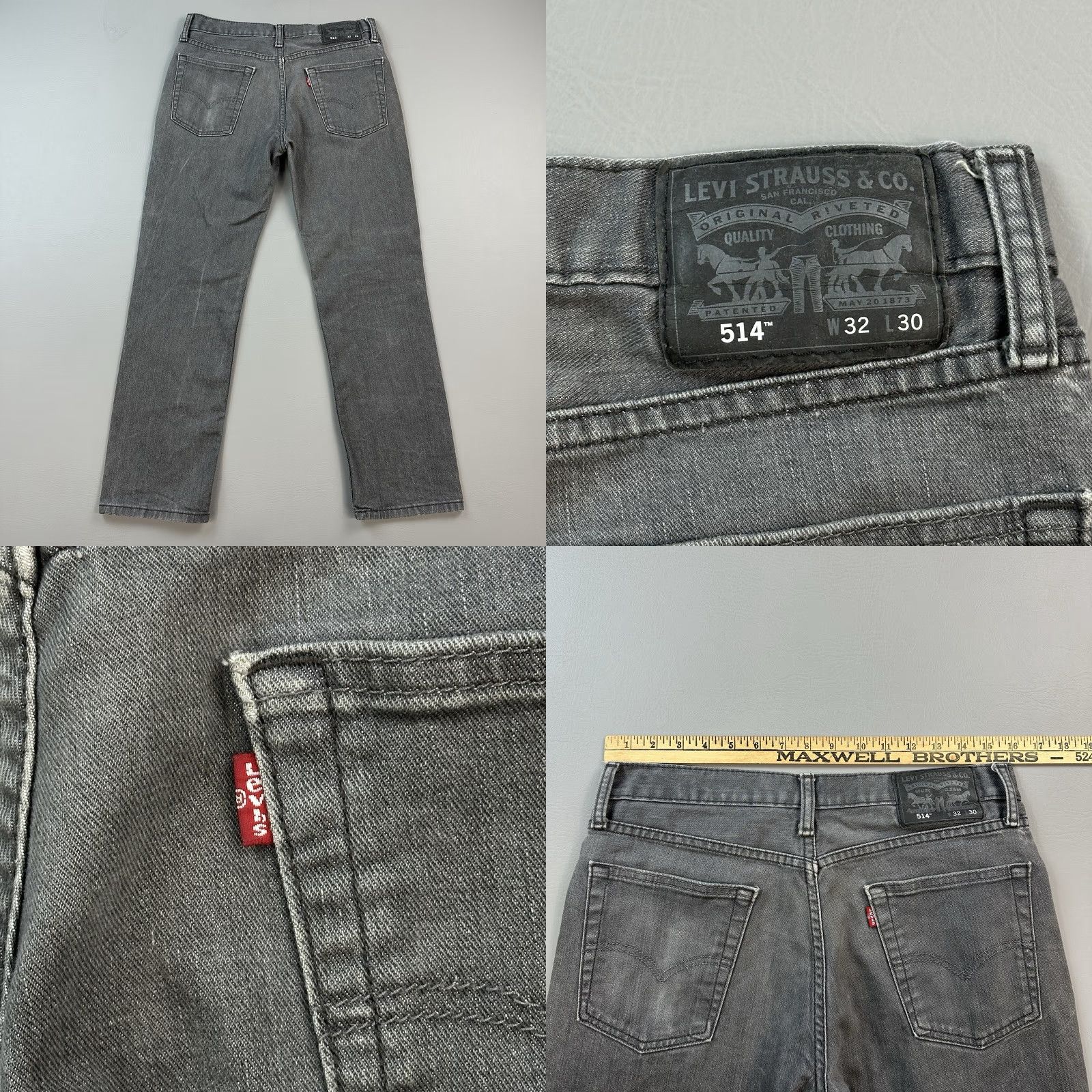 Levi's Levi's 514 Jeans Mens 32x28 Charcoal Wash Denim Straight Fit Stretch Casual Jeans Size US 32 / EU 48 - 8 Thumbnail