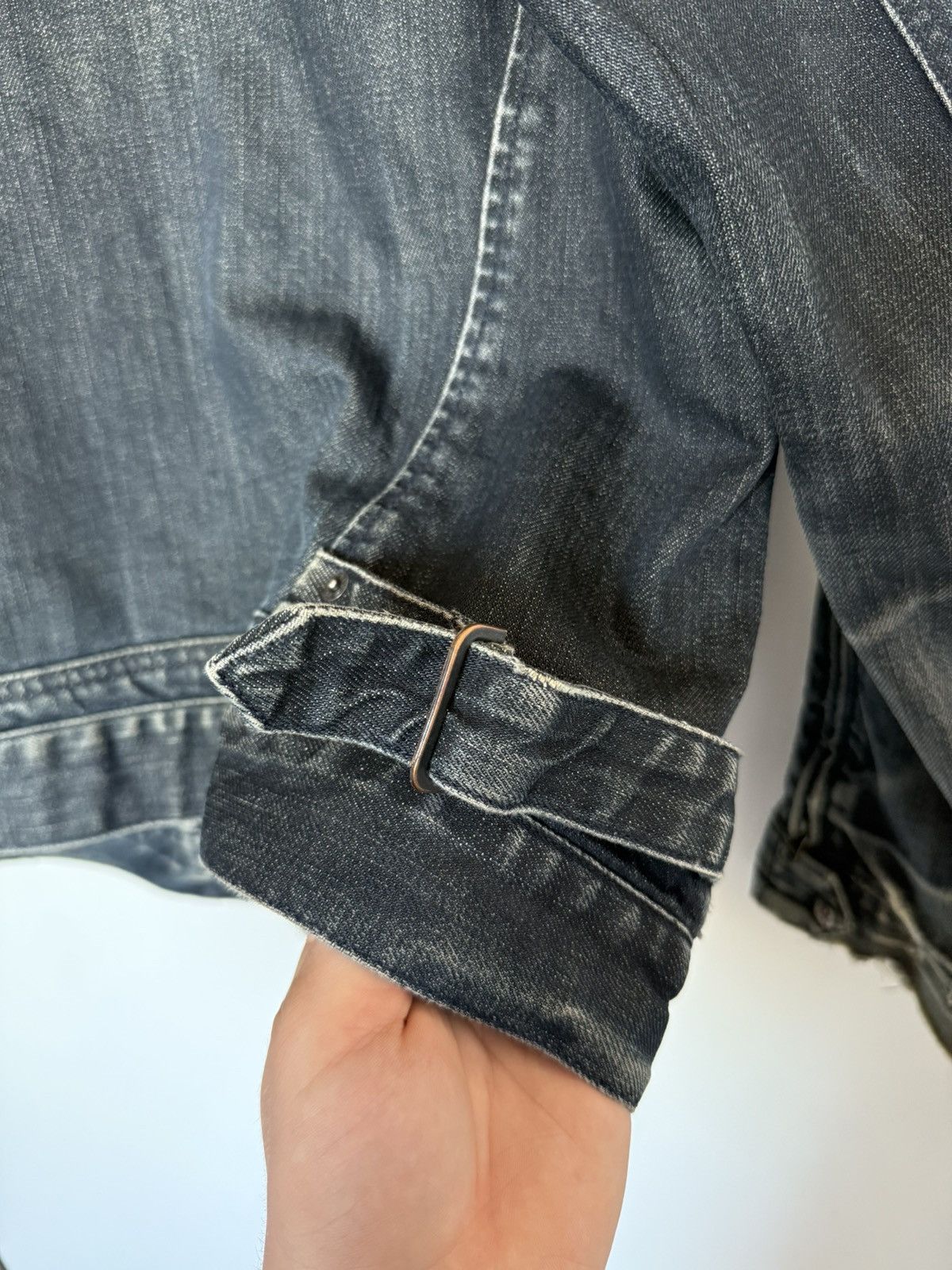 Levi's Levi’s Navy Washed Distressed Double Zip Biker Denim Jacket Size US XL / EU 56 / 4 - 10 Thumbnail