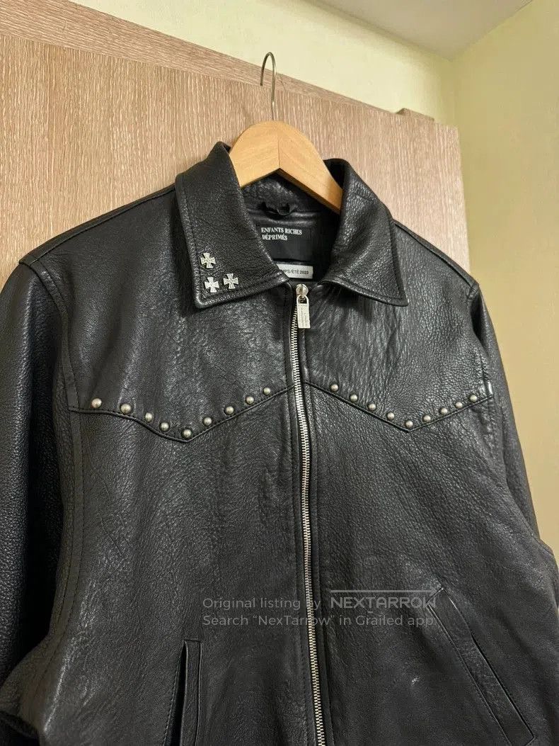 Enfants Riches Deprimes Black Leather Jacket with Silver Studs. Size US M / EU 48-50 / 2 - 4 Thumbnail