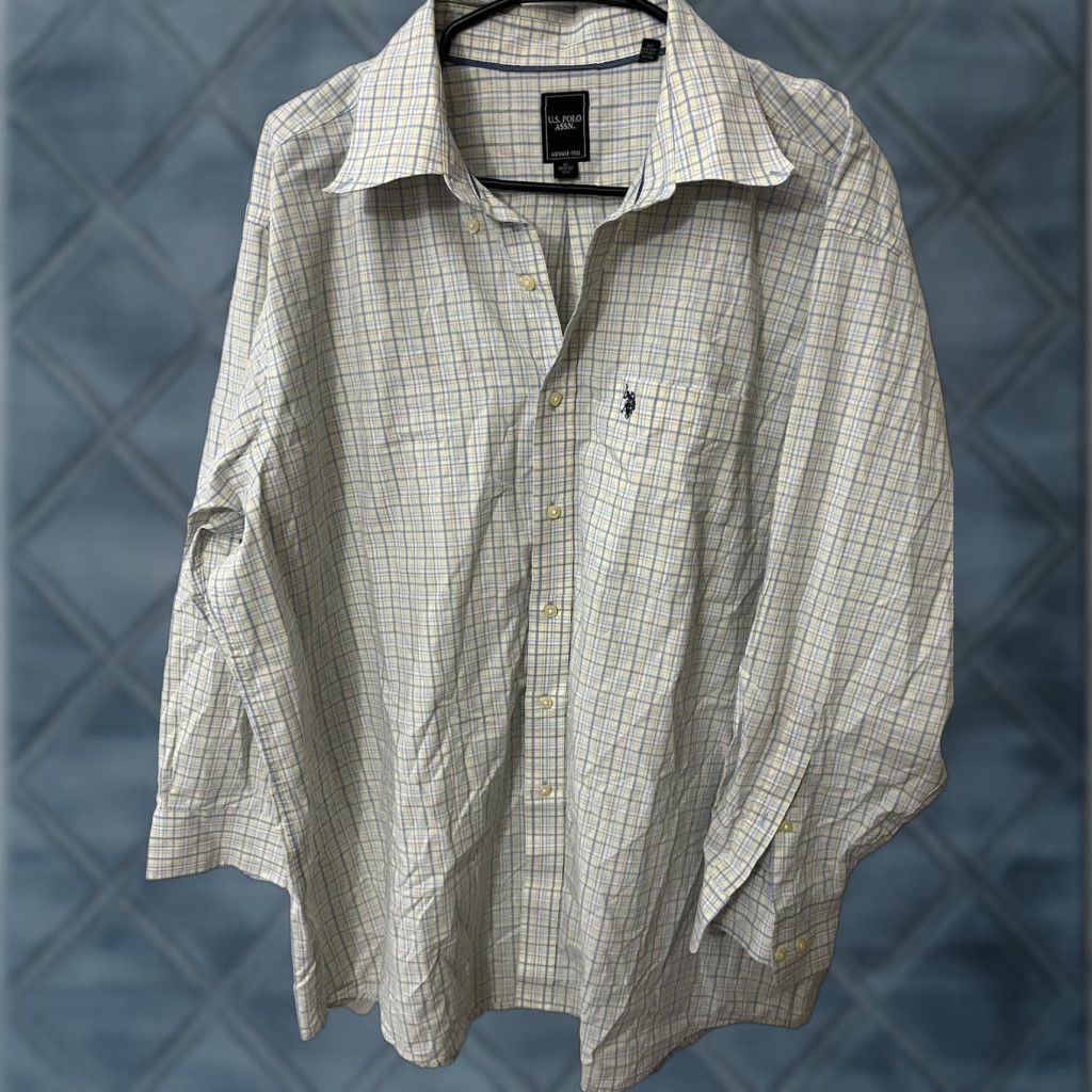 Vintage US Polo Assn Mens XL Shirt Yellow Plaid Short Sleeve Button Up 100% Cotton Classic Size US XL / EU 56 / 4 - 1 Thumbnail