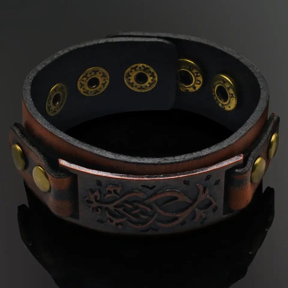 Leather × Vintage Wrap Pu Leather Bracelet Pulsera Hombre Size ONE SIZE - 3 Thumbnail