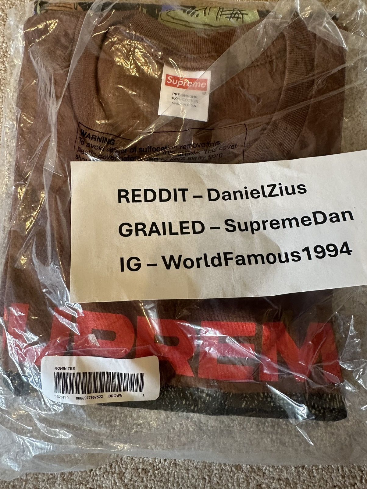 Supreme Supreme Ronin Tee 'Brown' Size US L / EU 52-54 / 3 - 3 Thumbnail