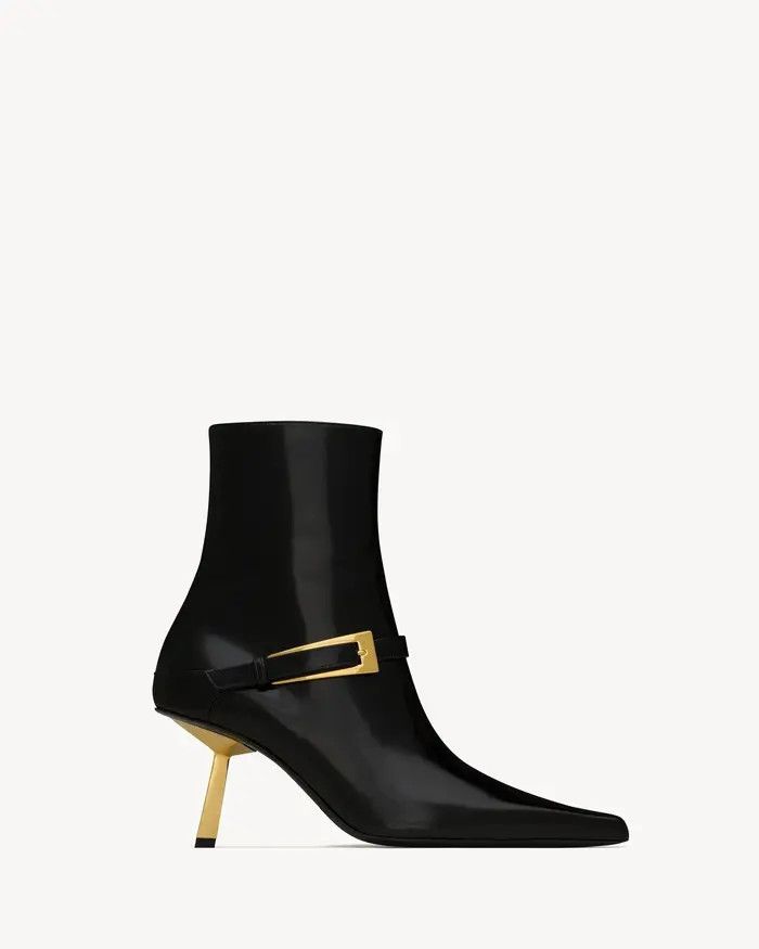 Saint Laurent Paris oc11z0226 806645 Lee Booties in Glazed Leather in Black Size US 11 / IT 41 - 1 Thumbnail