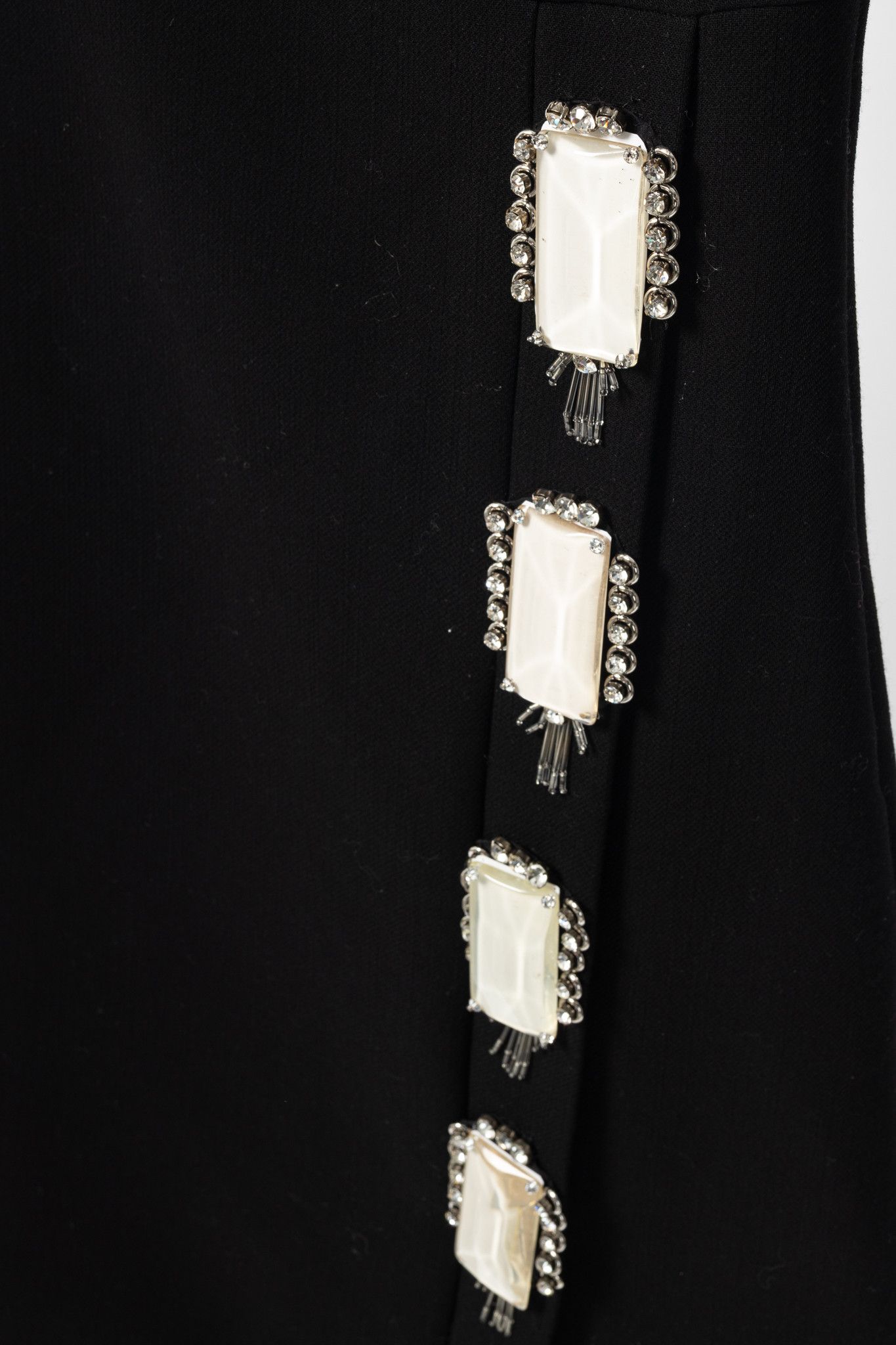 Prada Prada AW12 Black Wool-Crepe Crystal-Embellished Dress Size S / US 4 / IT 40 - 6 Thumbnail