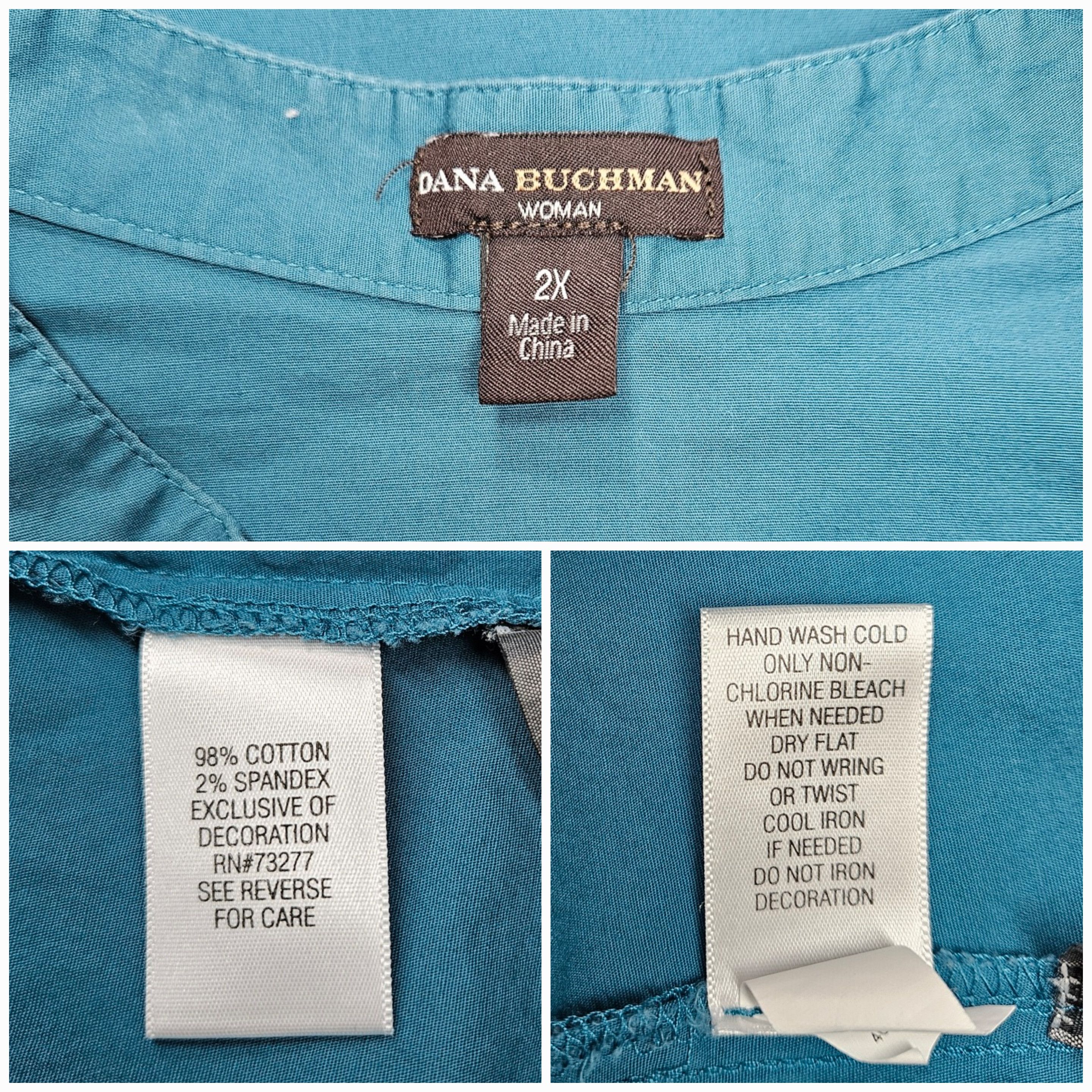 Other Dana Buchman Sze 2X Shirt Button Down 100% Cotton Beaded Size XXL / US 16-18 / IT 52-54 - 10 Thumbnail