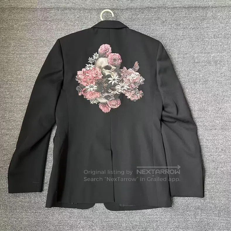 Dior Dior Floral skull black suit Size 48R - 2 Thumbnail