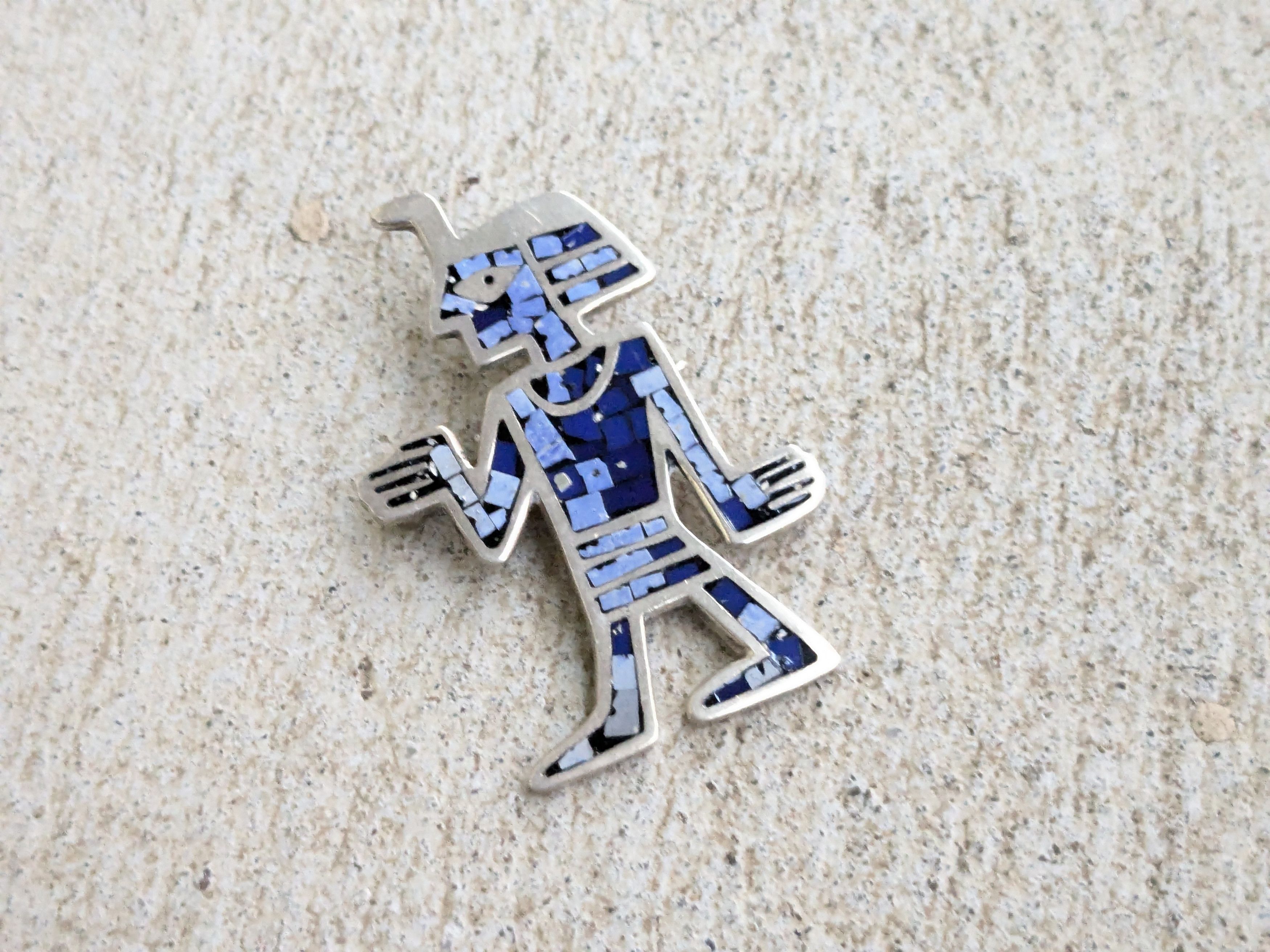 Jewelry Vintage Sterling Silver Pin Brooch Blue Taxco Mexico Size ONE SIZE - 1 Thumbnail