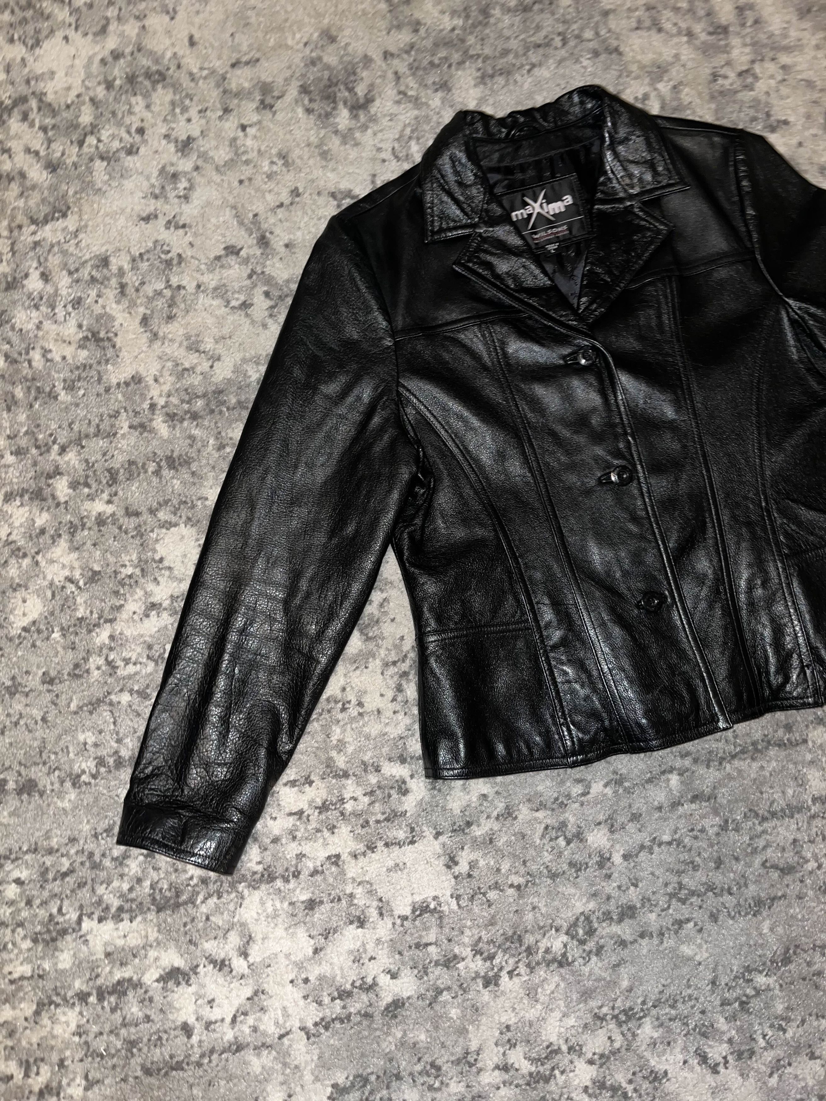 Wilsons Leather Vintage 90s Wilsons Leather Maxima Biker Jacket Size L / US 10 / IT 46 - 3 Thumbnail