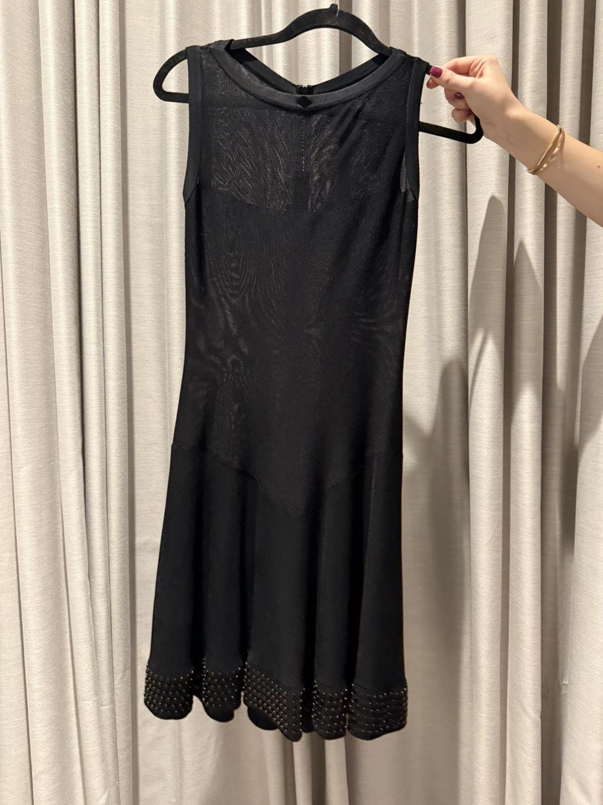 Black Midi Dress with Black Rounded Studs