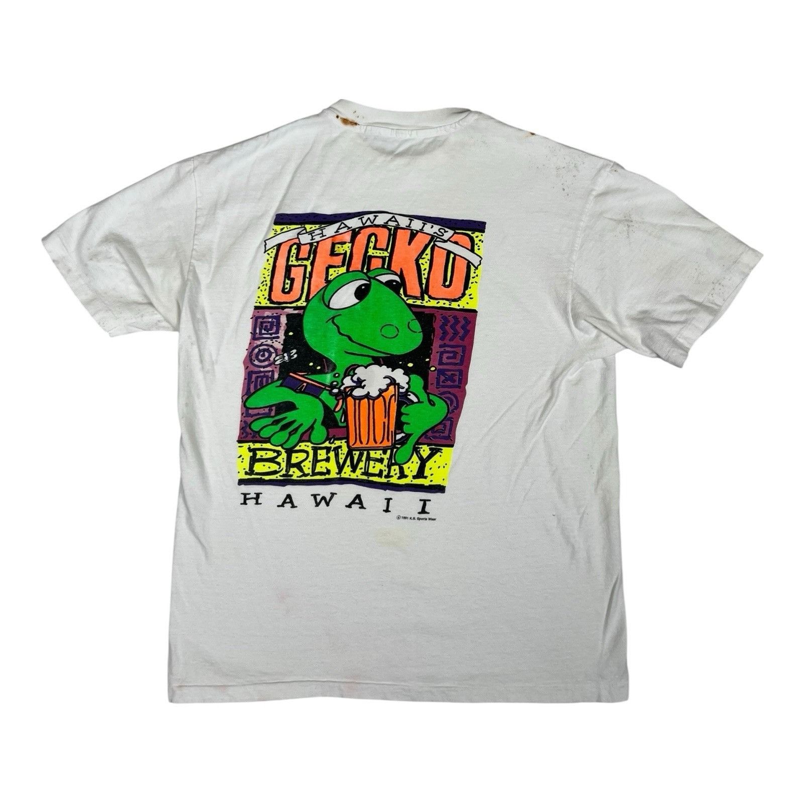 Vintage Vintage Gecko Brewery Hawaii T-Shirt Size Large 90s Stained Size US L / EU 52-54 / 3 - 1 Thumbnail