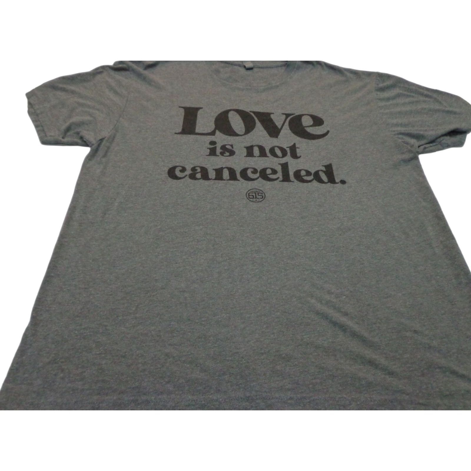 Y/Project Project 615 LOVE IS NOT CANCELED Heather Gray T Shirt XL Size Mens Short Sleeve Cotton Blend Size US XL / EU 56 / 4 - 1 Thumbnail