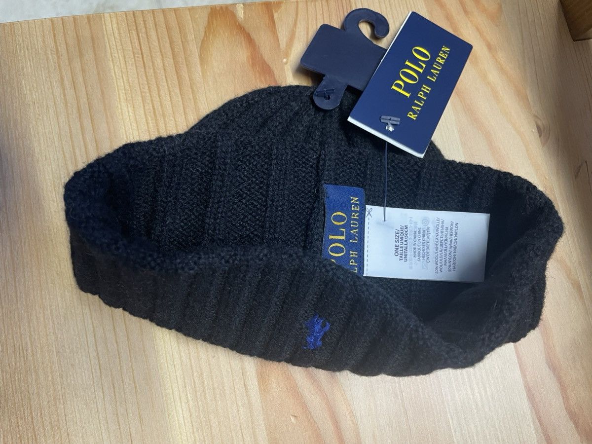 Polo Ralph Lauren Polo Ralph Lauren Beanie Black Hat RL Knit Blue Pony NWT Size ONE SIZE - 4 Thumbnail