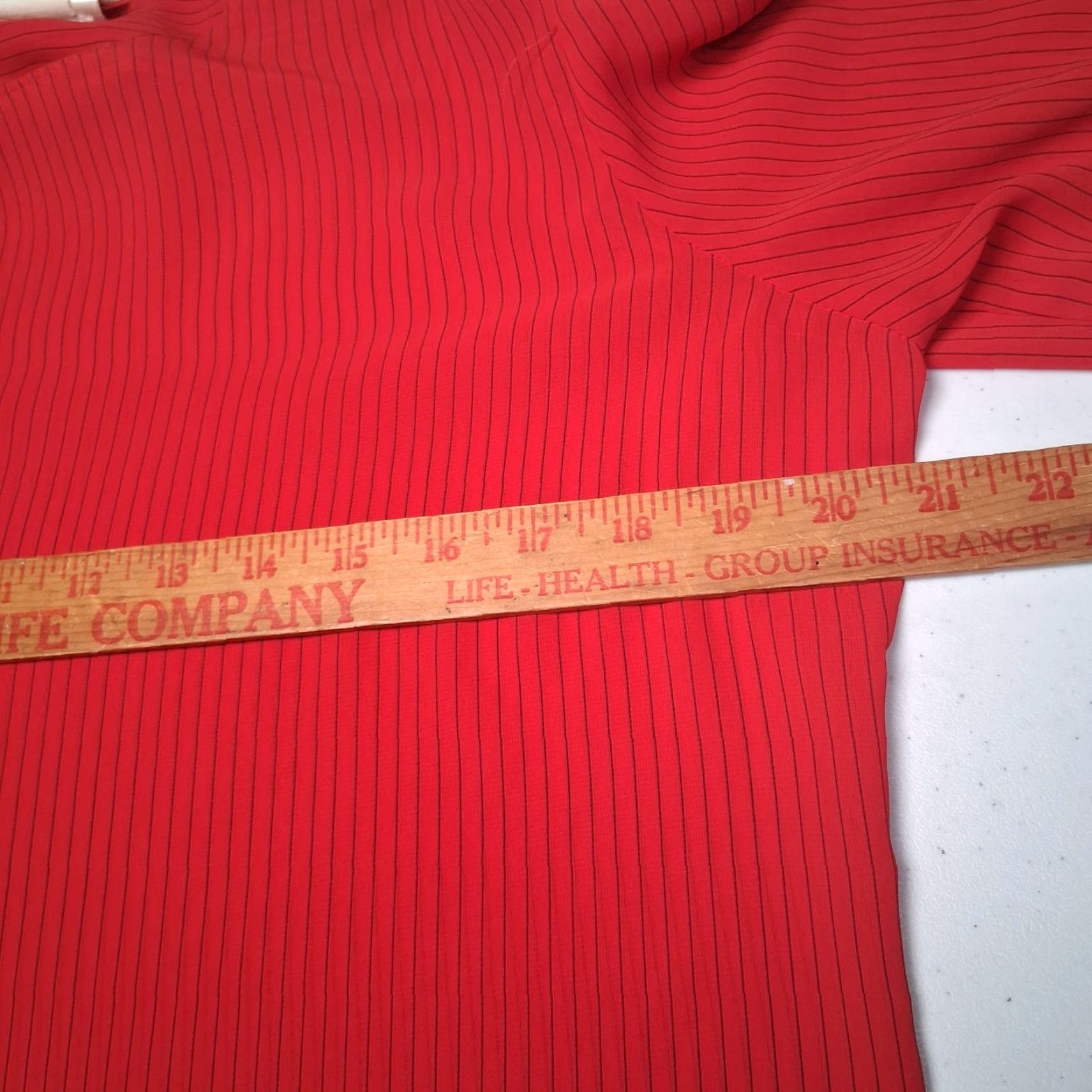 Vintage VINTAGE Paquette Blouse Shirts Women L Red Striped Semi-sheer Balloon Long Sleeve Button Round Neck 1980s Office Wear Size L / US 10 / IT 46 - 6 Thumbnail