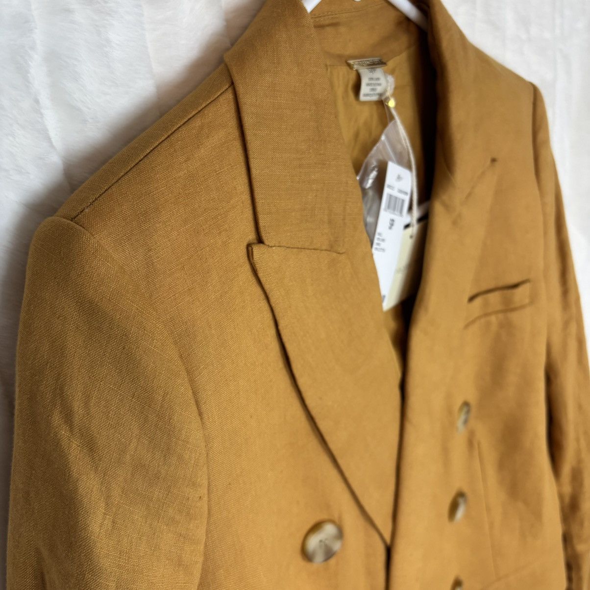 Magaschoni Magaschoni Blazer Linen Gold Double Breasted Lined Jacket S Size S / US 4 / IT 40 - 3 Thumbnail