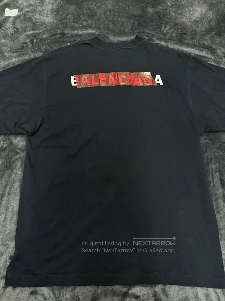 Balenciaga Balenciaga Black and Red Tape Short Sleeve Size US XS / EU 42 / 0 - 6 Thumbnail