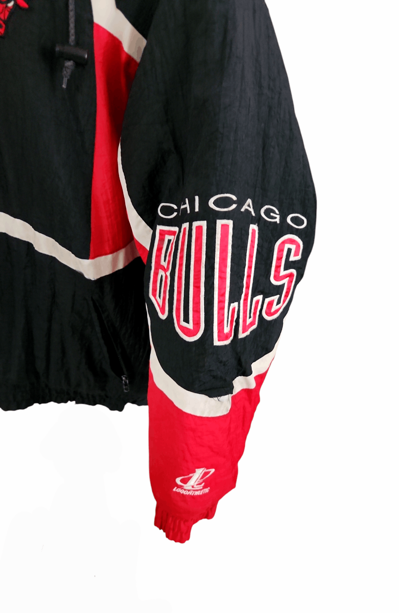 Logo Athletic × Vintage Vintage 90s Chicago Bulls Jacket Puffer Hooded Logo Athletic Size US XL / EU 56 / 4 - 3 Thumbnail