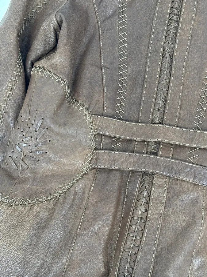 Roberto Cavalli 2000s Roberto Cavalli Brown Premium Leather Fur Trench Coat Size M / US 6-8 / IT 42-44 - 11 Thumbnail