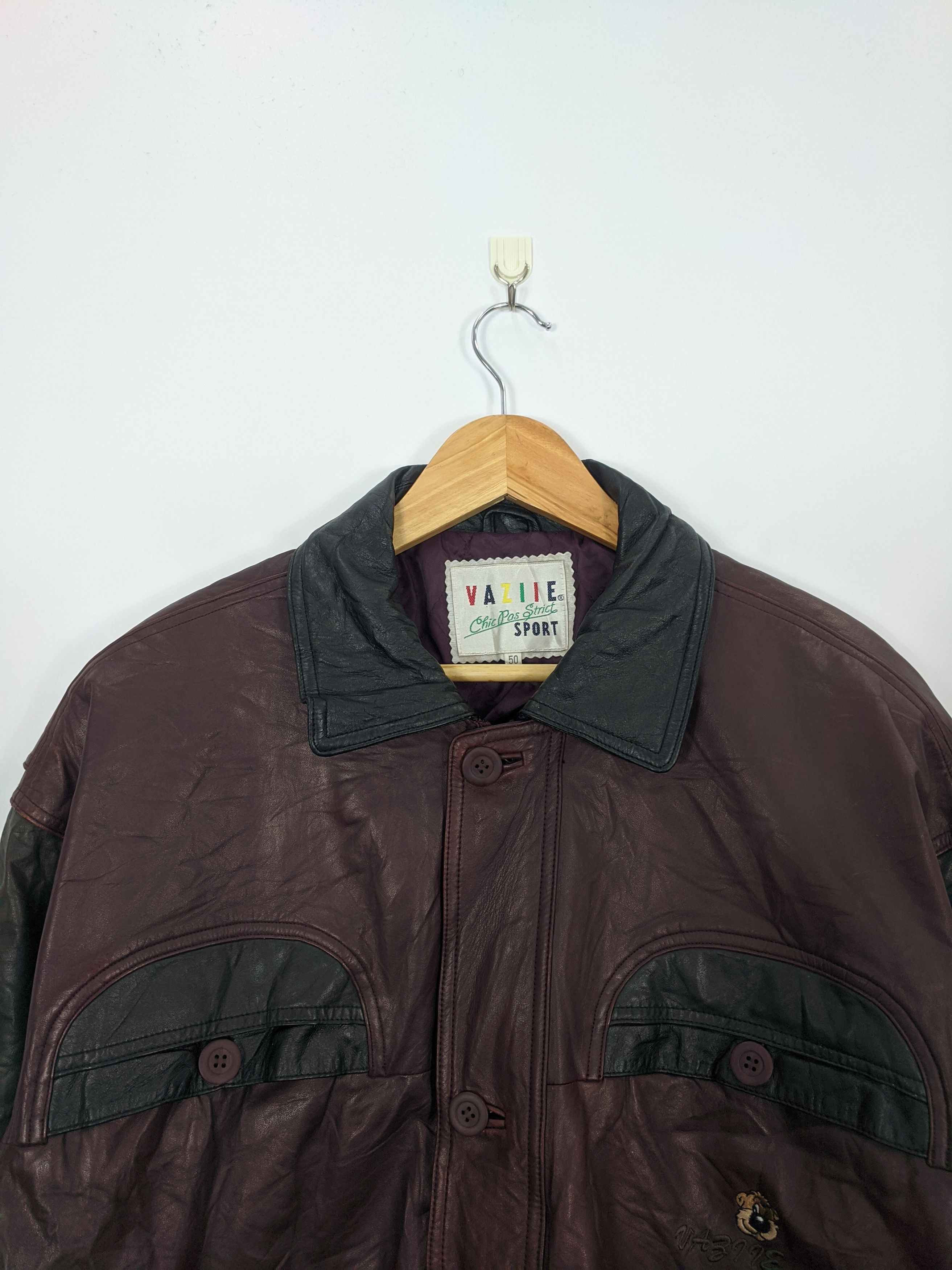 Genuine Leather × Japanese Brand × Vintage Vintage 90s Varsity Jacket Full Leather Jacket J0345 Size US M / EU 48-50 / 2 - 2 Thumbnail