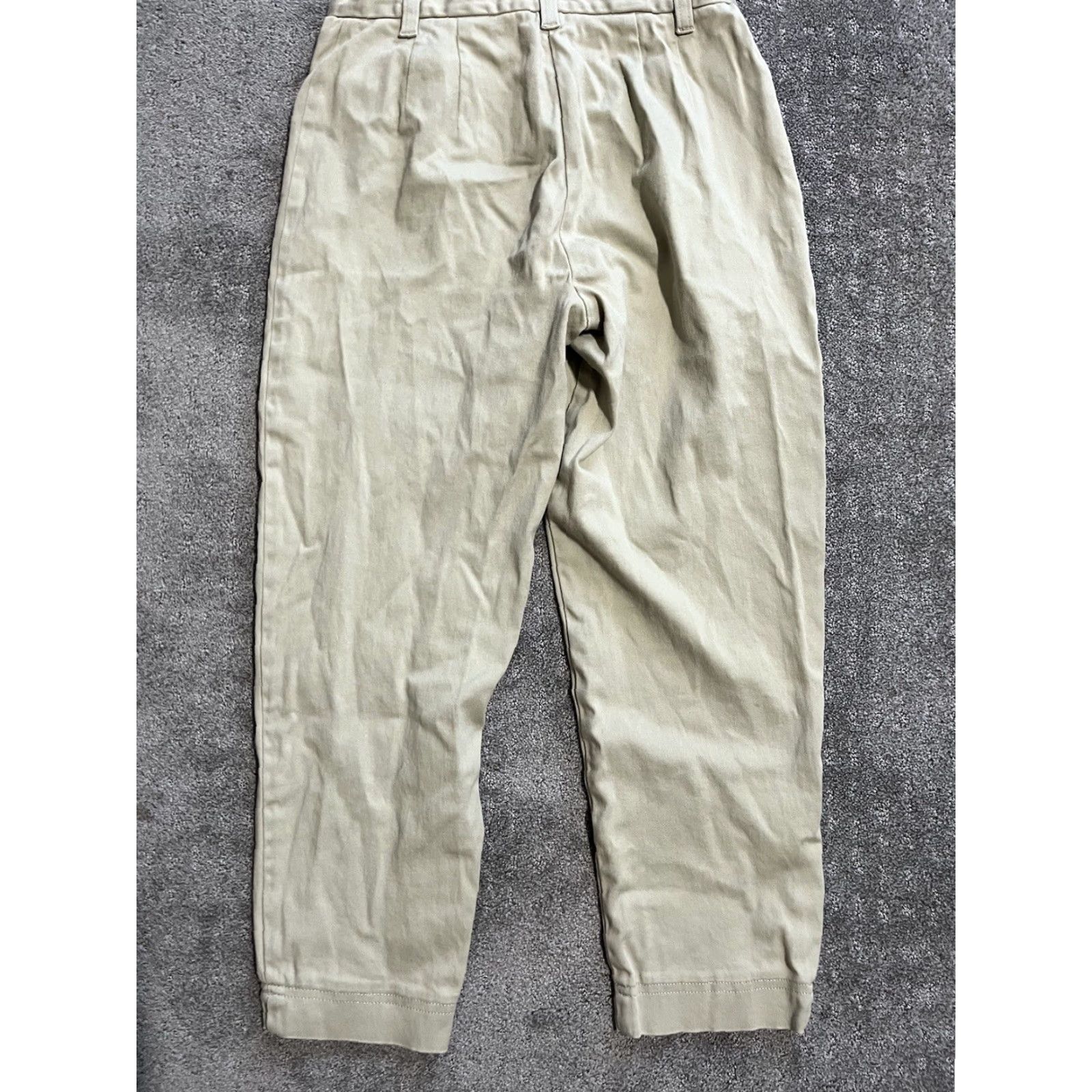 Loft VINTAGE LOFT Ann Taylor Pants 4P Petite Beige Twill 98% Cotton 2% Spandex Capri Straight Belt Loops Ankle Slits Women Size 27" / US 4 / IT 40 - 3 Thumbnail