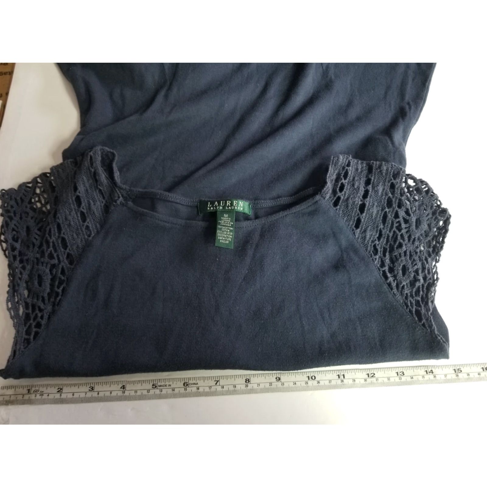 Ralph Lauren Ralph Lauren Lauren Women's Dress Navy Blue Sleeveless Size Medium A-Line Knee Length Collared Embroidered Knit Cotton Casual Dress Size M / US 6-8 / IT 42-44 - 3 Thumbnail