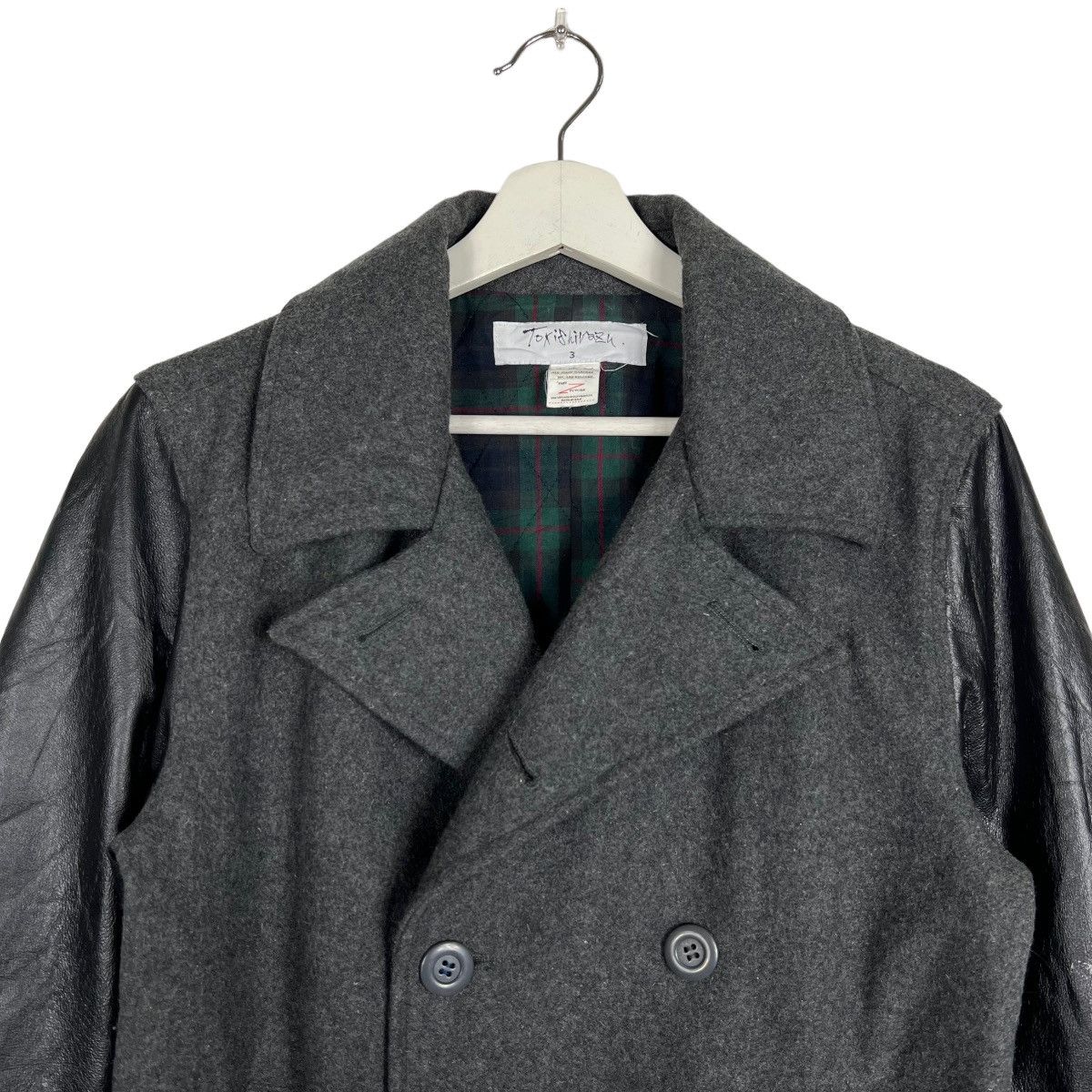 Japanese Brand 🔥 TOKISHIRAZU PEACOAT LEATJER SLEEVE Size US M / EU 48-50 / 2 - 3 Thumbnail