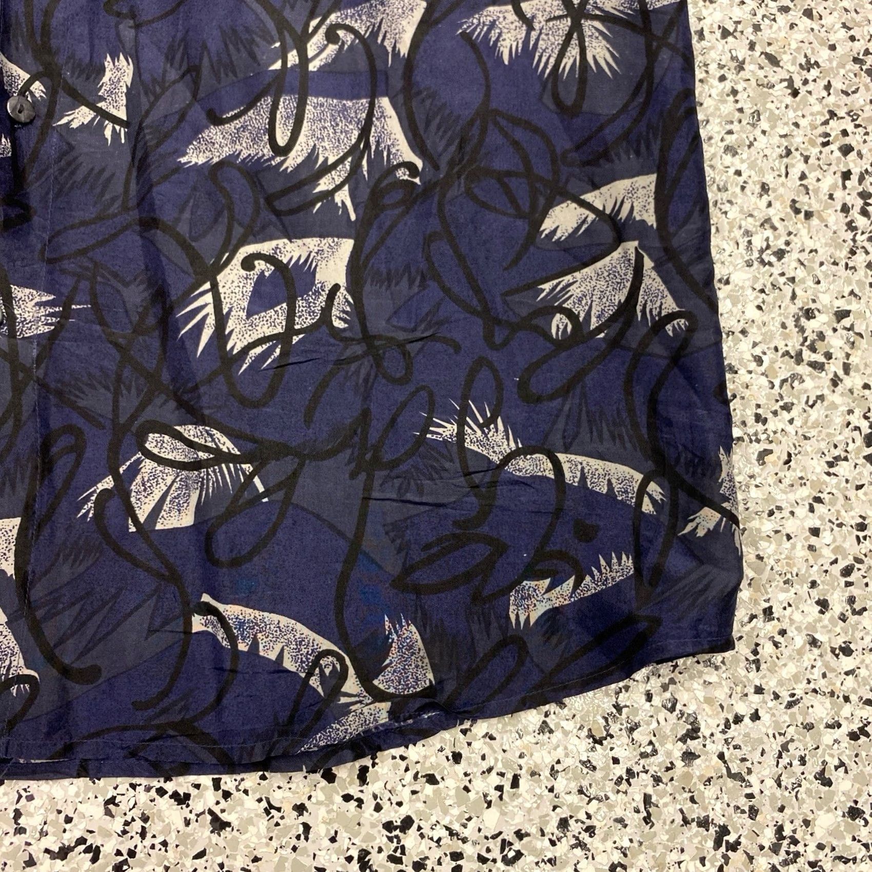 Vintage VINTAGE Thums Up For Him Shirt Button Up Silk Medium Blue Short Sleeve Disco Abstract Mens Size US M / EU 48-50 / 2 - 2 Thumbnail