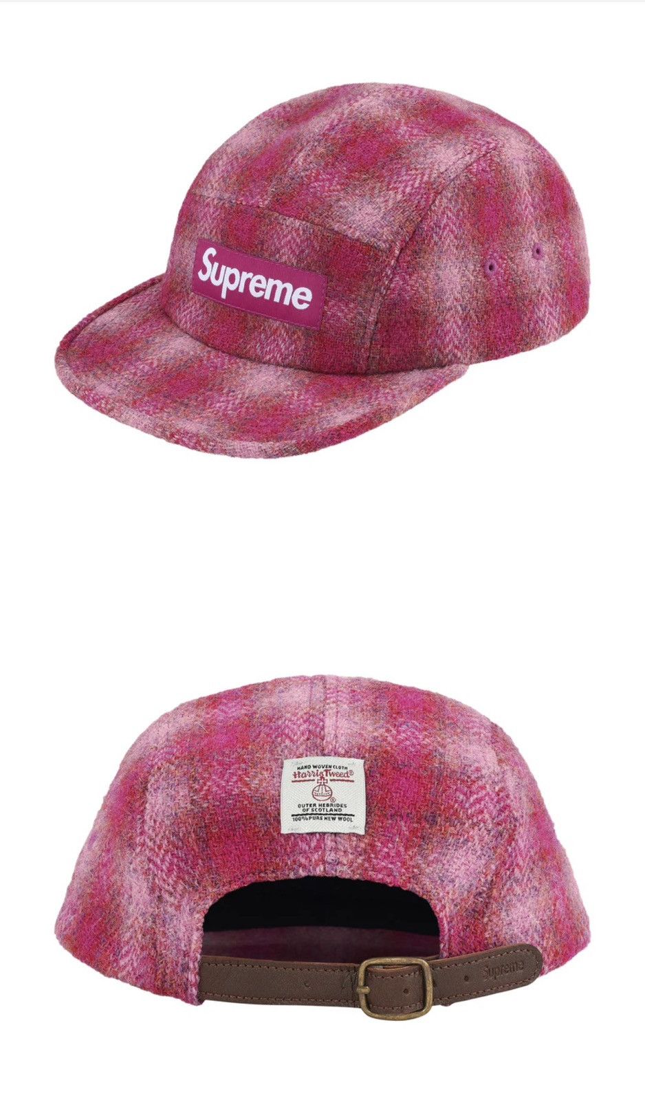 Harris Tweed × Supreme Supreme Harris Tweed Camp Cap FW25 PINK