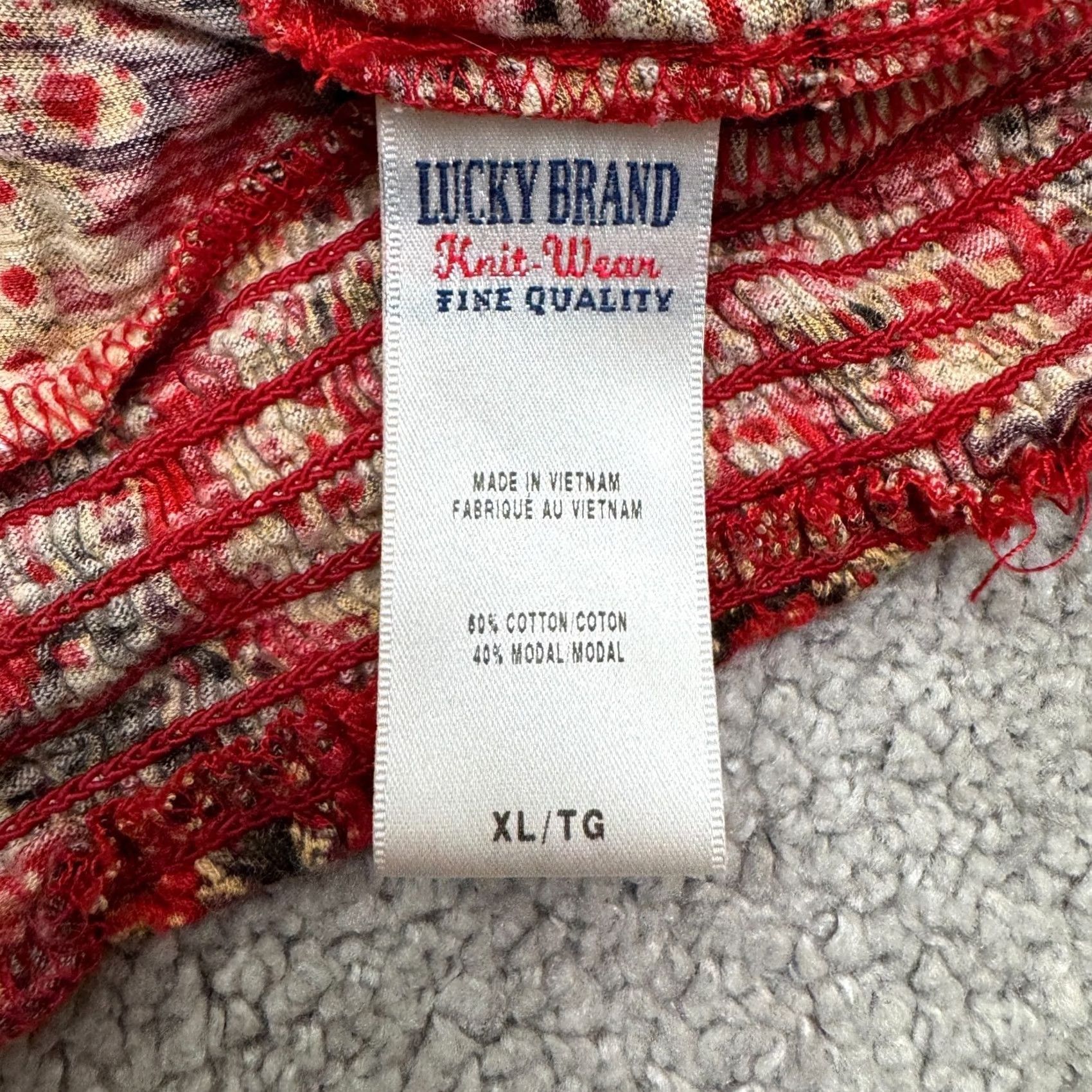 Lucky Brand Lucky Brand Paisley Henley Blouse Womens XL Red Swirl Pattern Casual Sleeve Button Top Size XL / US 12-14 / IT 48-50 - 6 Thumbnail