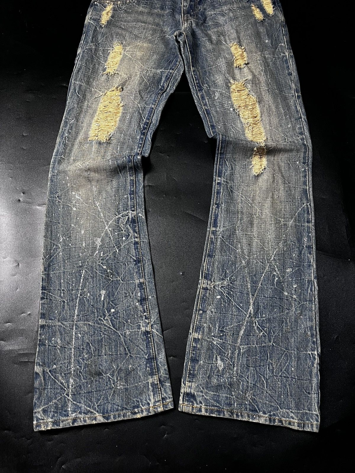 Japanese Brand Midas Distressed Super Flare Jeans Size US 30 / EU 46 - 9 Thumbnail