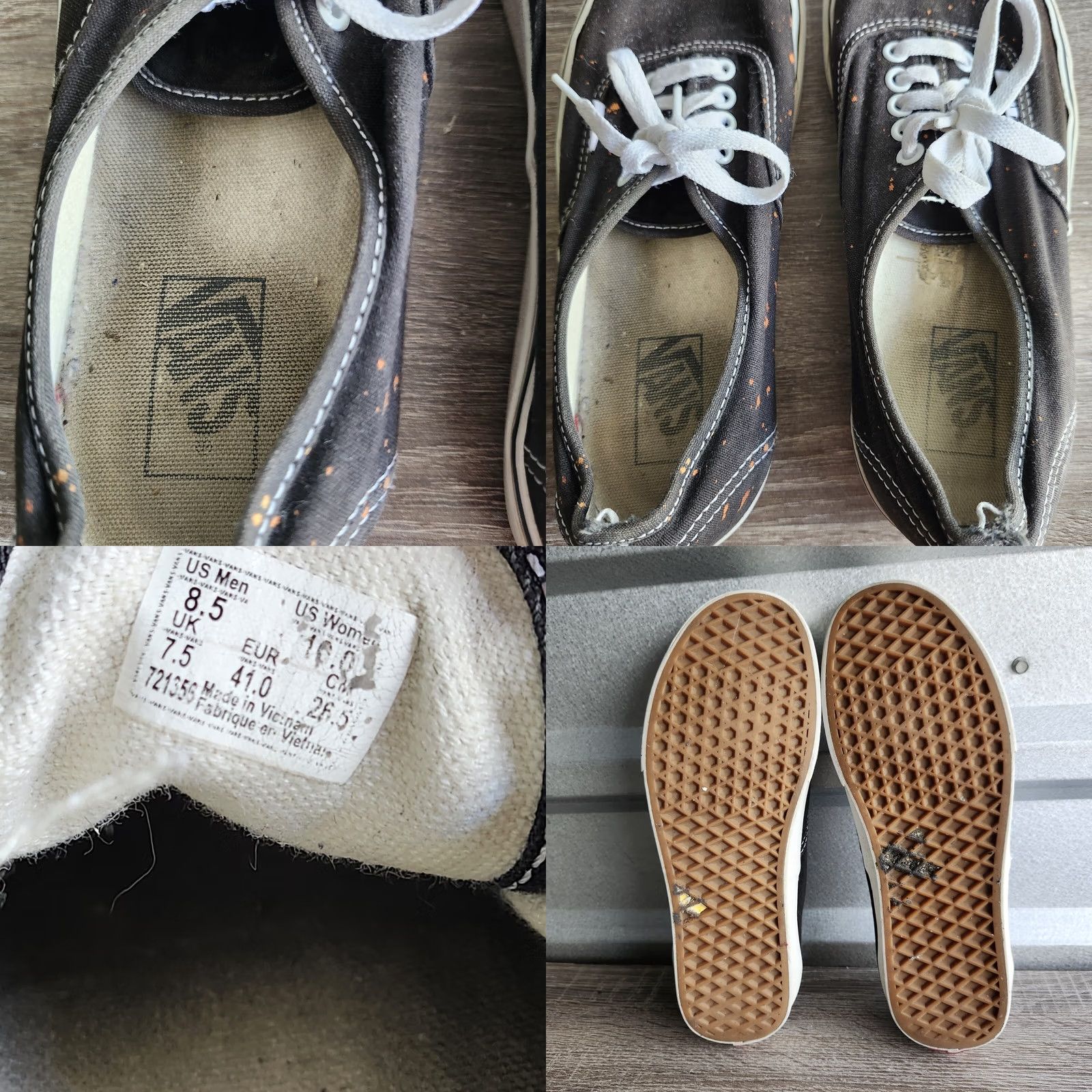 Vans VANS Splat Design Sneaker Mens Black Orange Size 8.5 US 8.5 Lace Up Athletic Skateboarding Casual Redesign: Designer Pattern Solid Vintage No Size US 8 / EU 41 - 8 Thumbnail