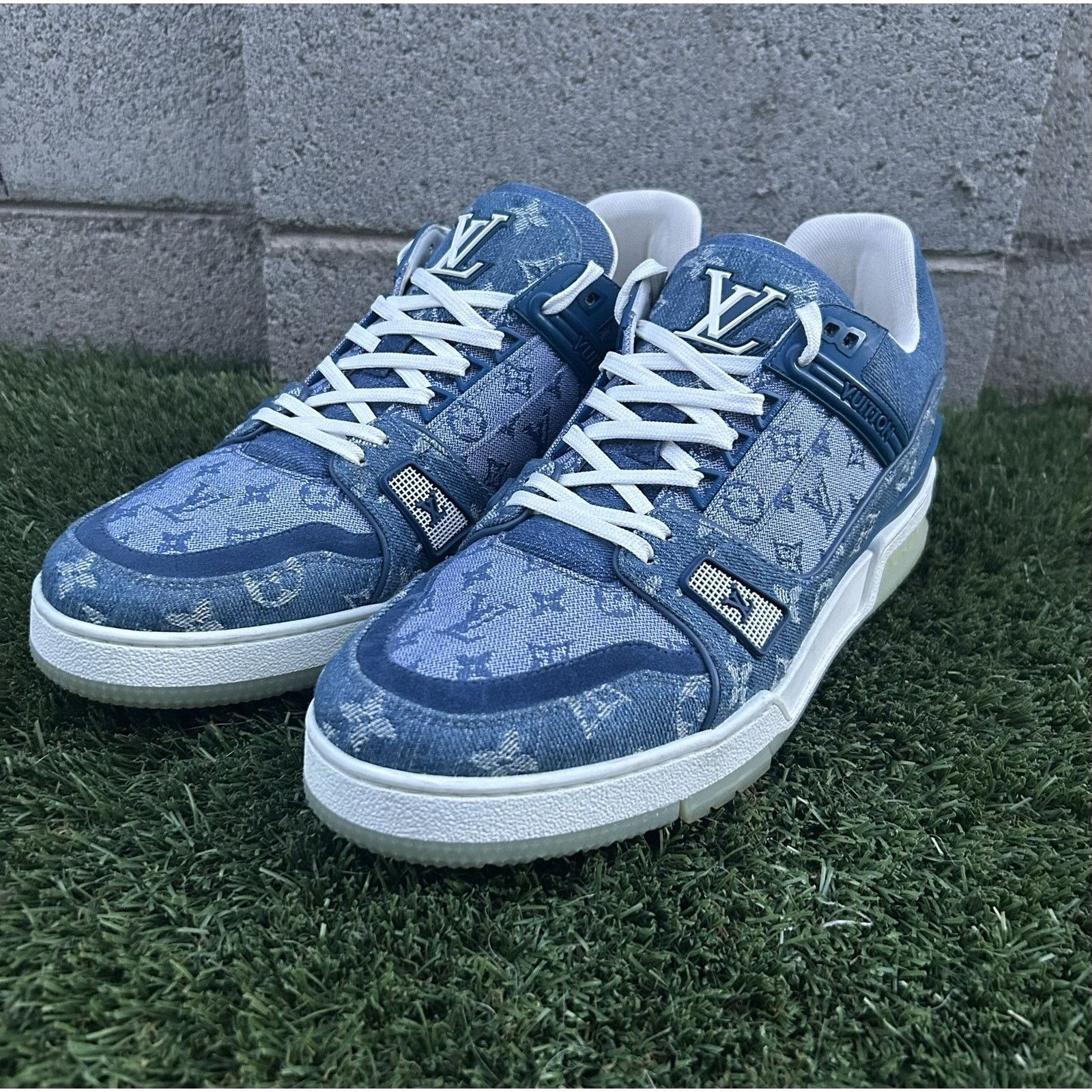 Louis Vuitton Louis Vuitton Trainer Denim Blue Monogram Sneakers Size 9.5 Size US 9.5 / EU 42-43 - 1 Thumbnail