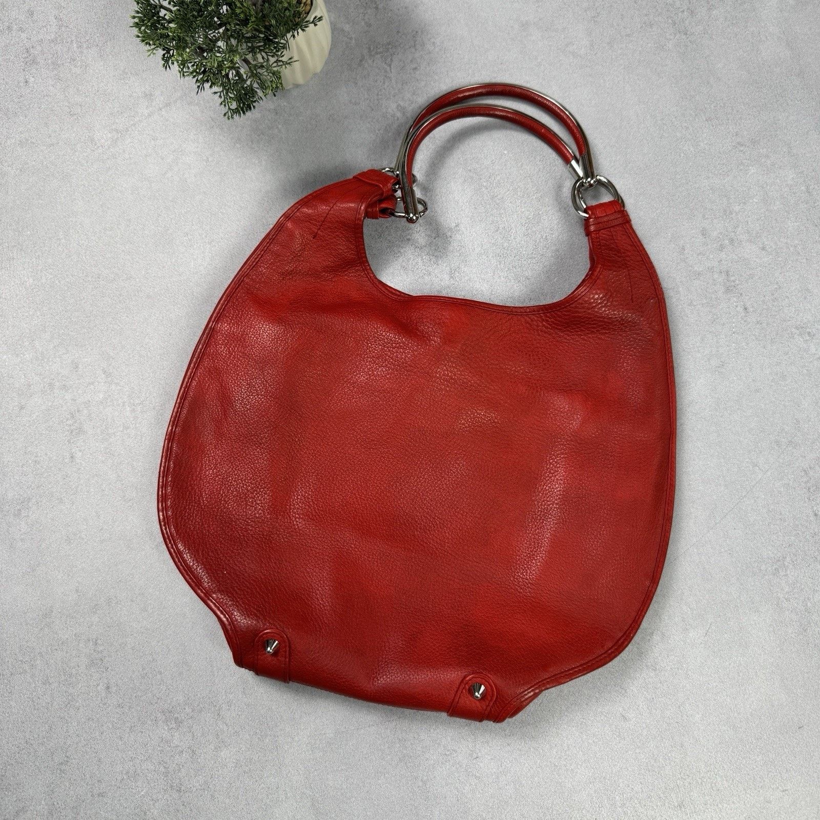 Christian Dior Red Leather Medium 61 Tote